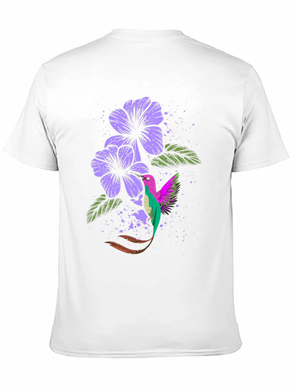 Hummingbird & Floral Graphic Tee - Black