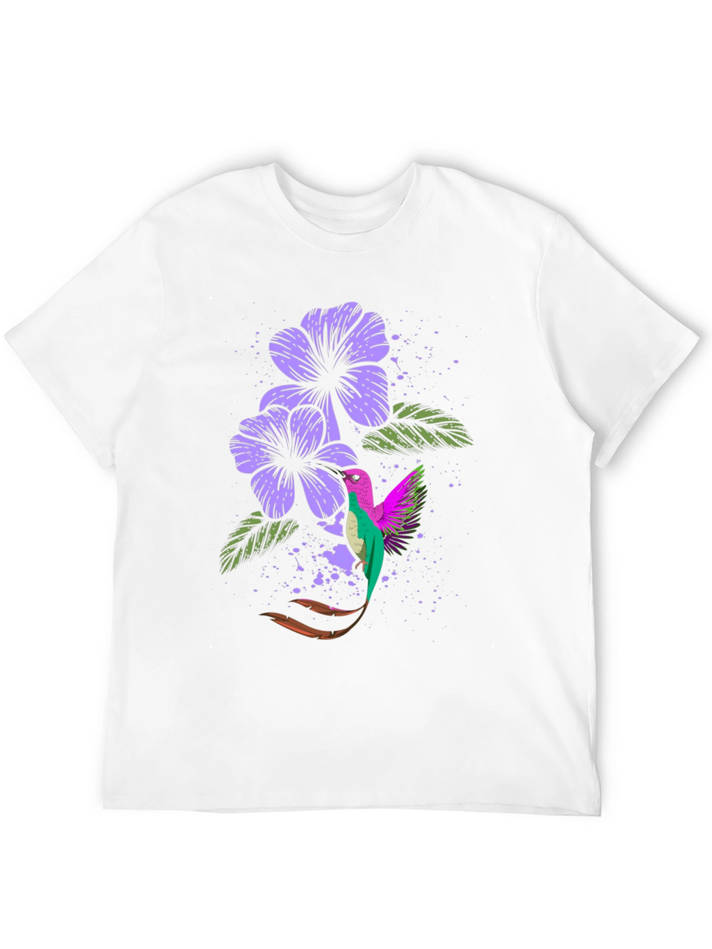 Hummingbird & Floral Graphic Tee - Black