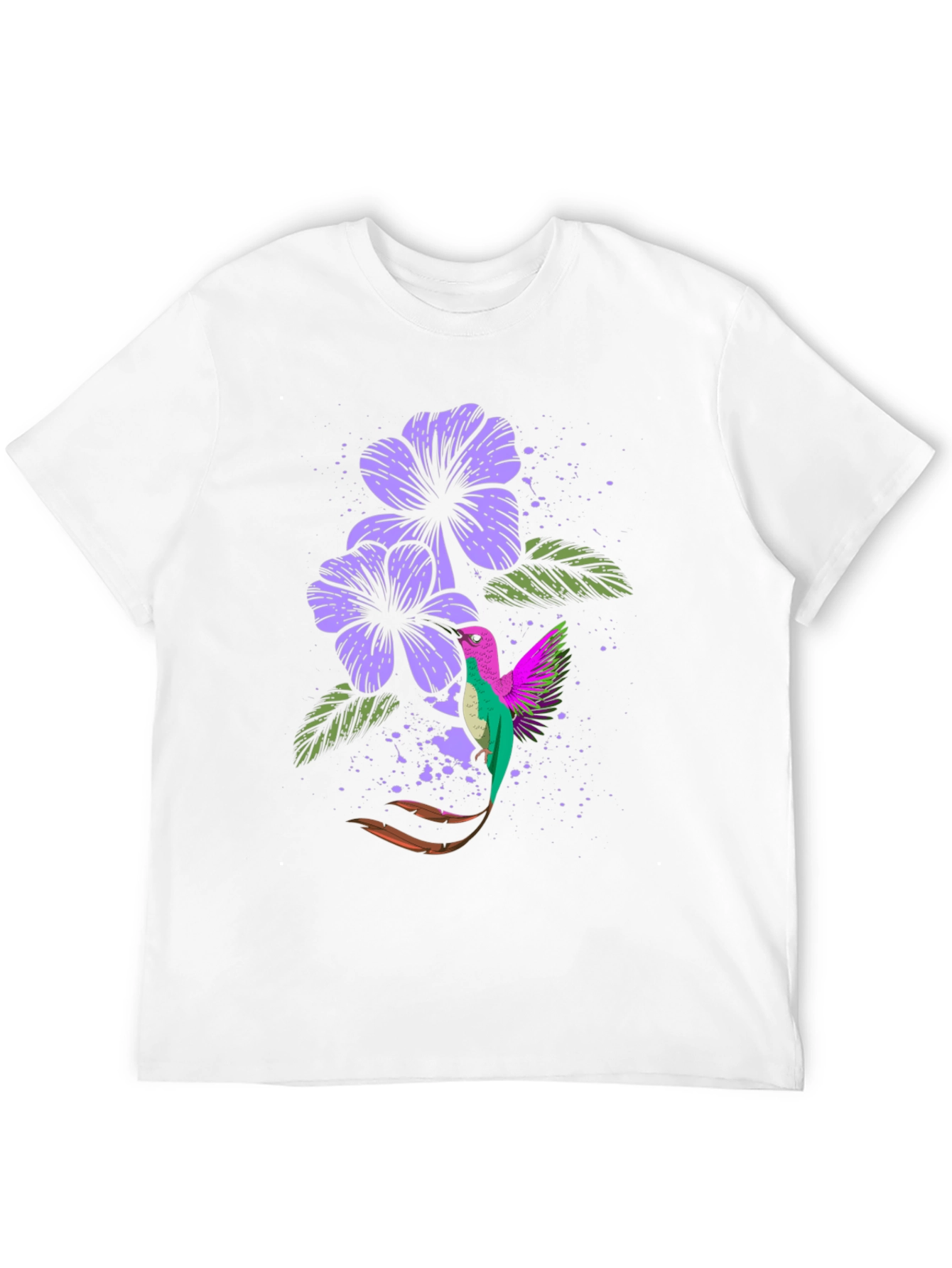 Hummingbird & Floral Graphic Tee - Black