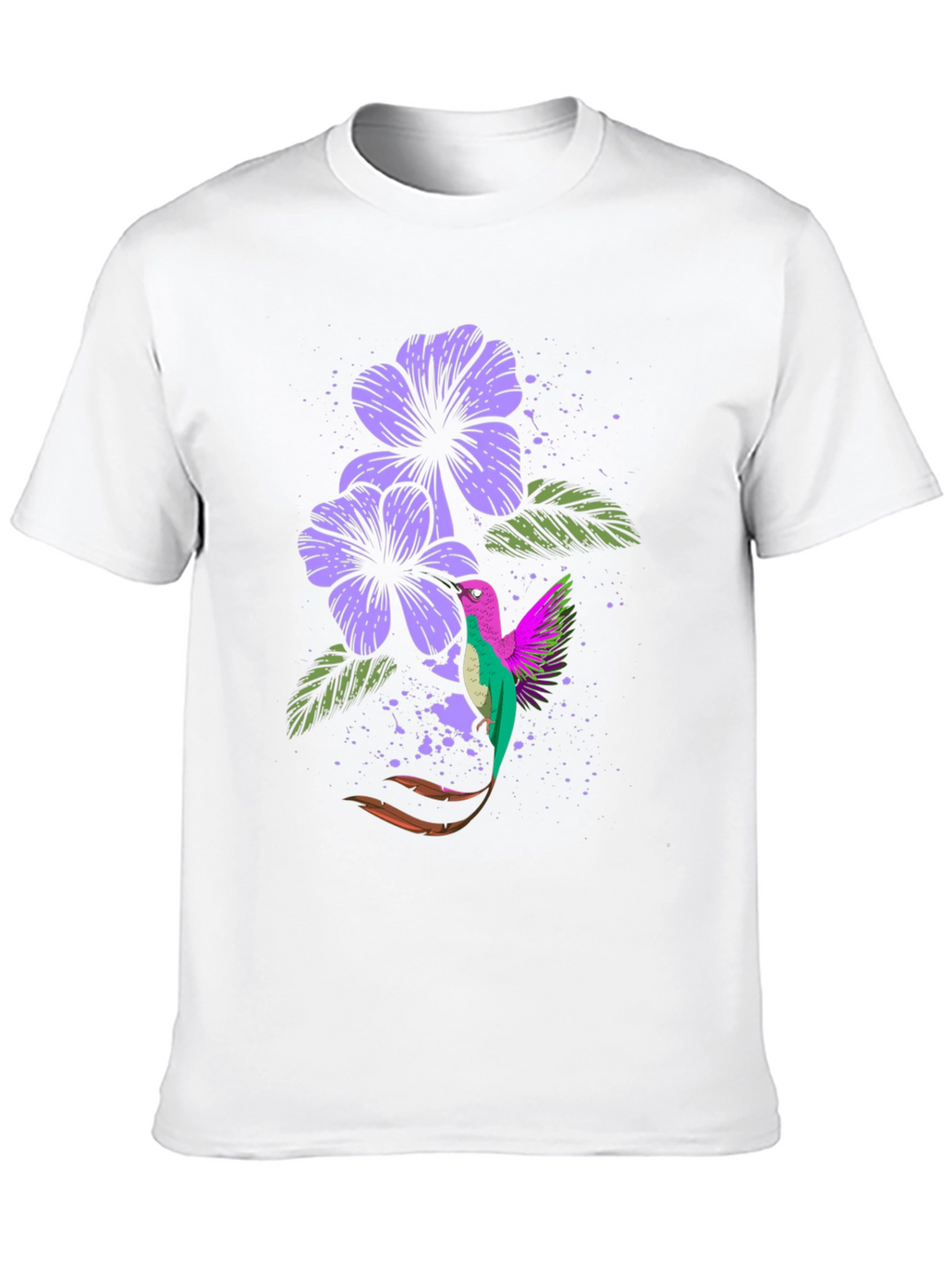 Hummingbird & Floral Graphic Tee - Black
