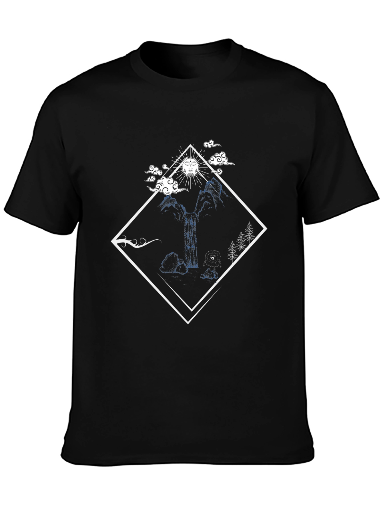 Nature Diamond Graphic Tee - Black