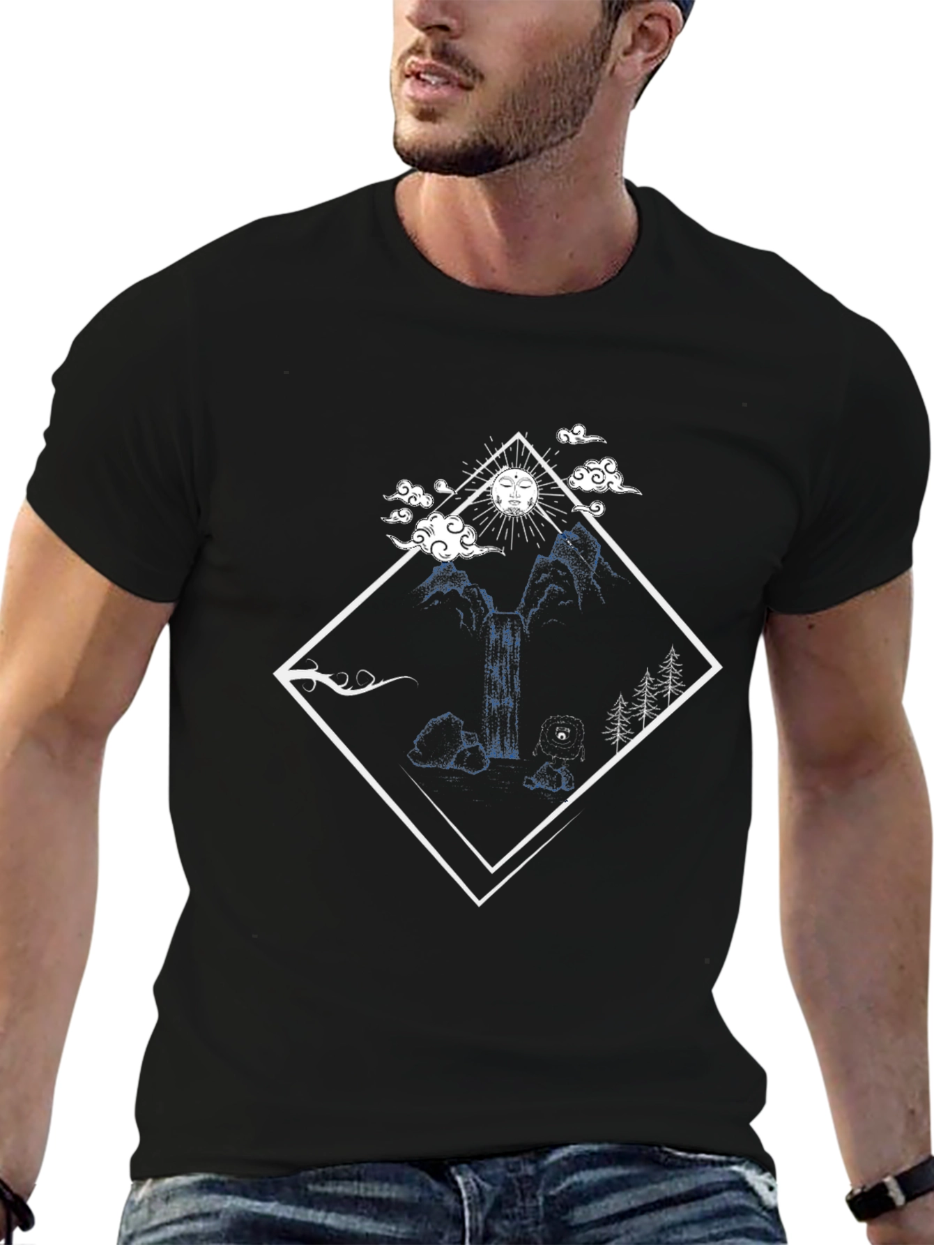 Nature Diamond Graphic Tee - Black