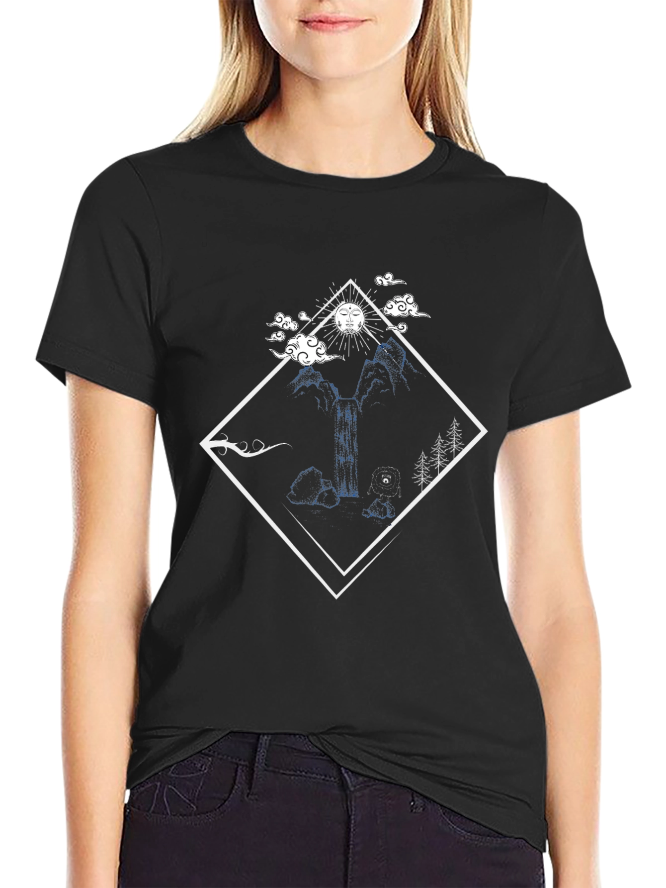 Nature Diamond Graphic Tee - Black