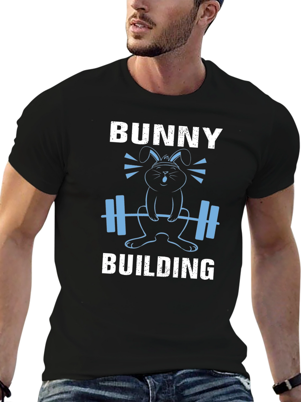 Bunny Building Graphic T-Shirt - Gym Easter