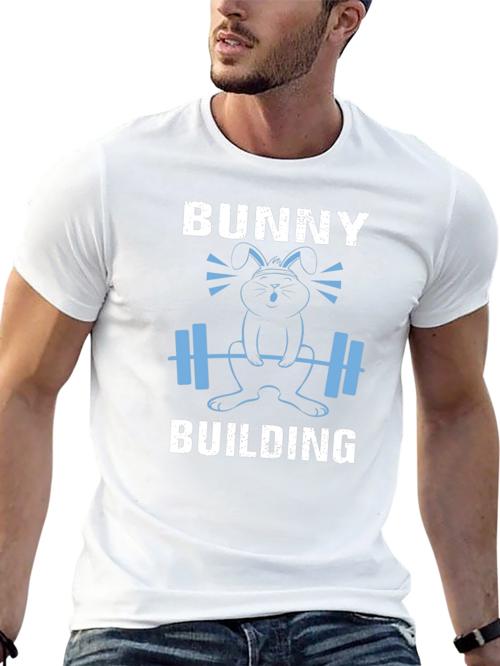 Bunny Building Graphic T-Shirt - Gym Easter