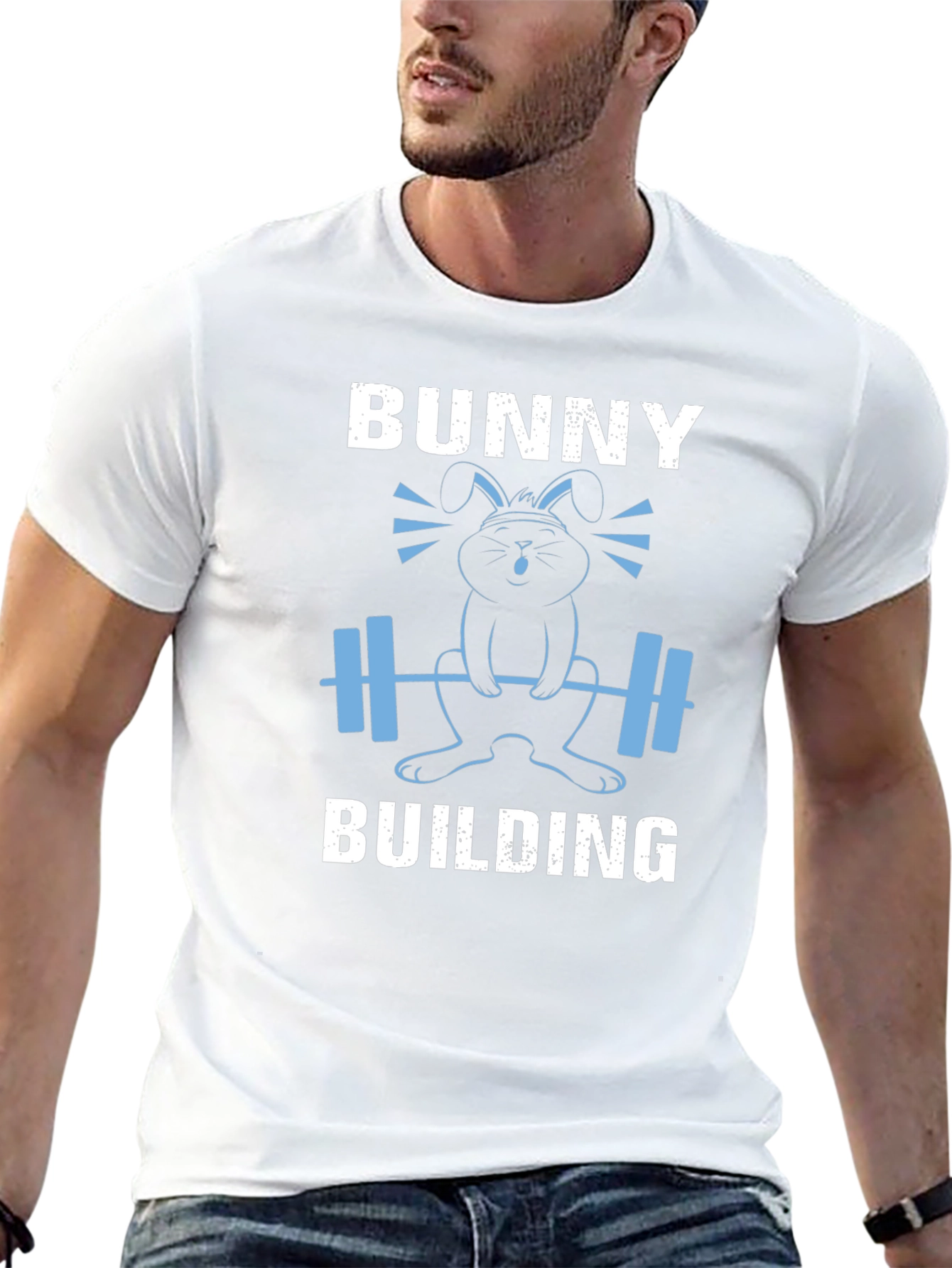 Bunny Building Graphic T-Shirt - Gym Easter