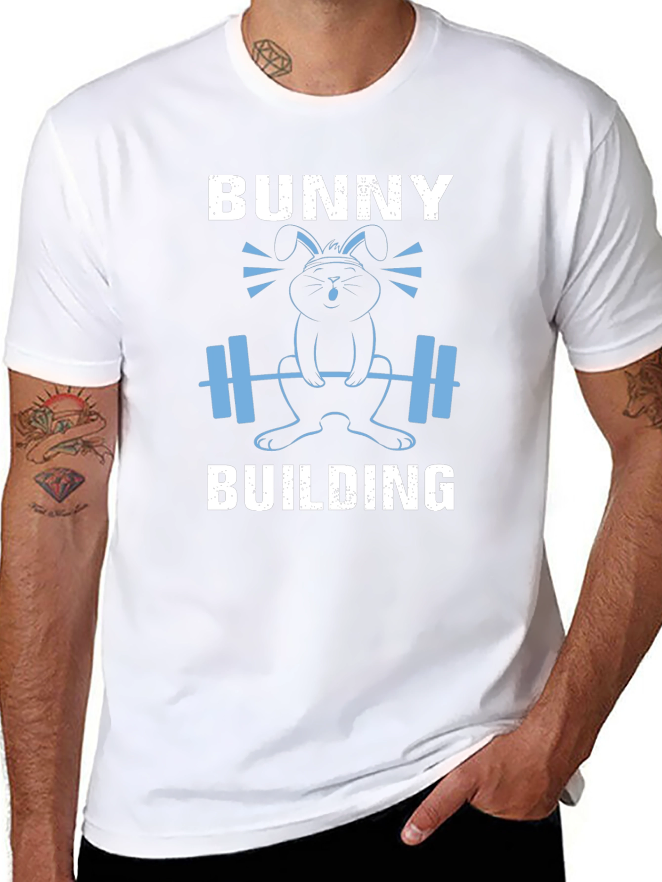 Bunny Building Graphic T-Shirt - Gym Easter
