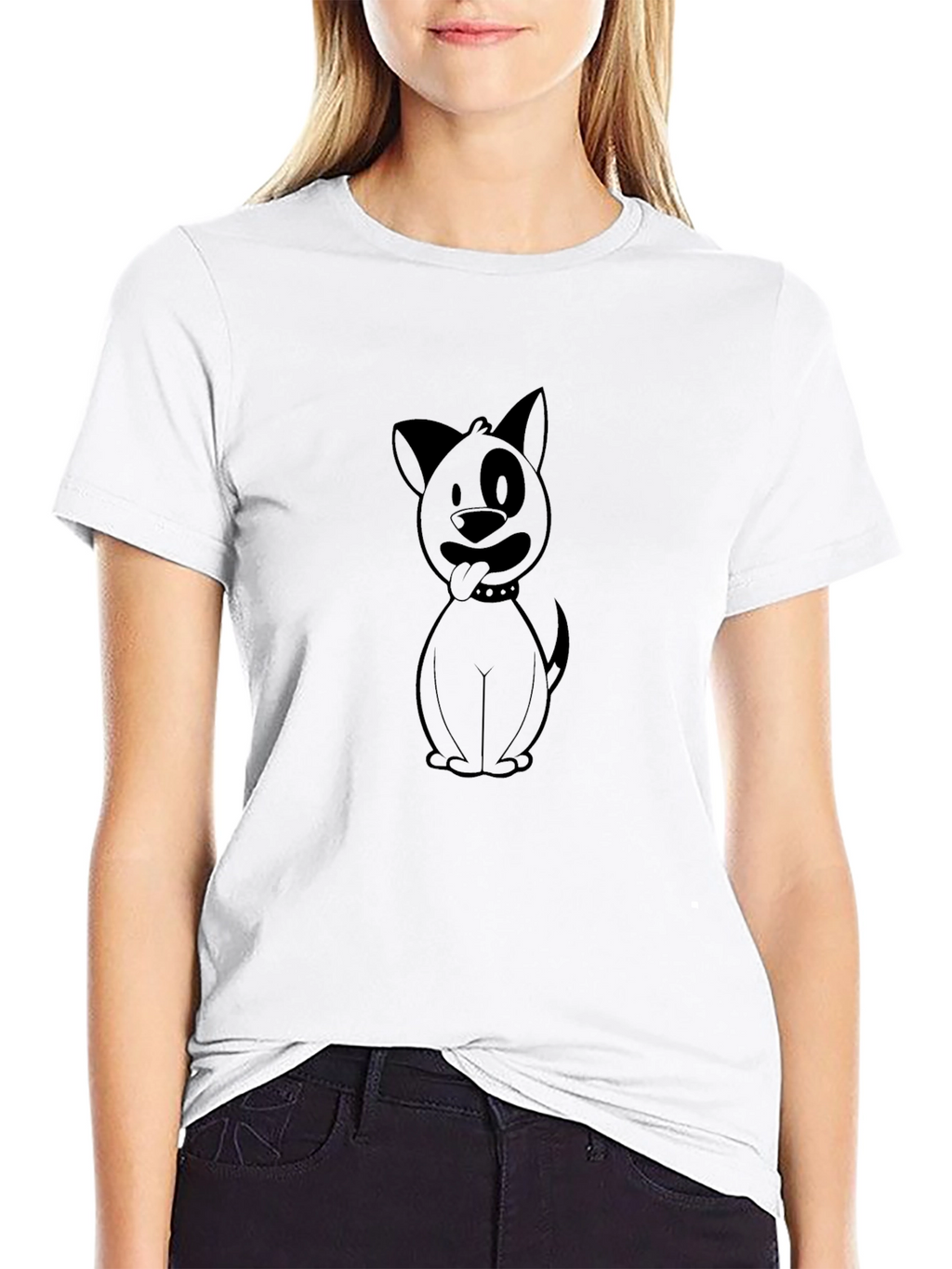 Cartoon Dog Graphic Print Black T-Shirt