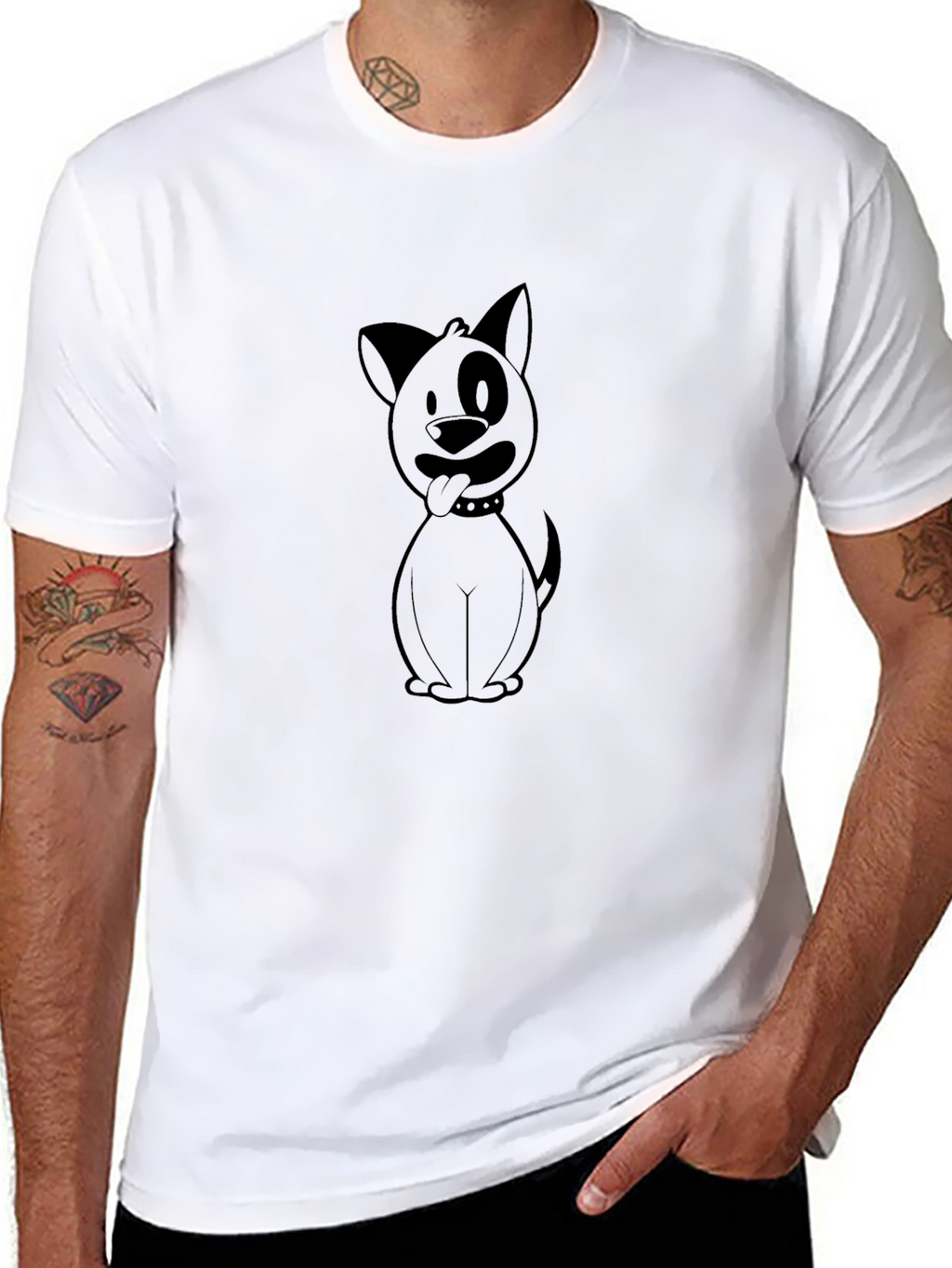 Cartoon Dog Graphic Print Black T-Shirt