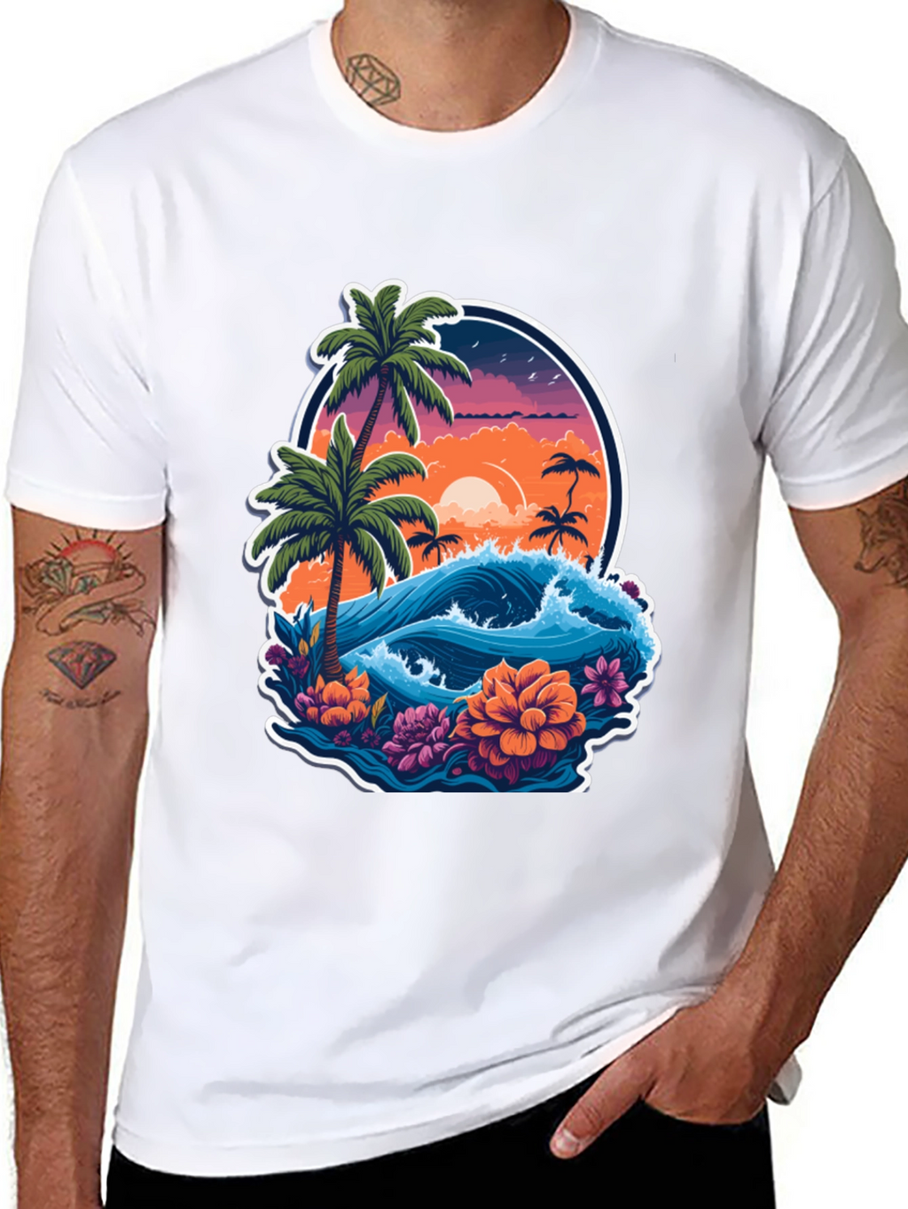 Tropical Sunset Graphic Tee - Island Vibes