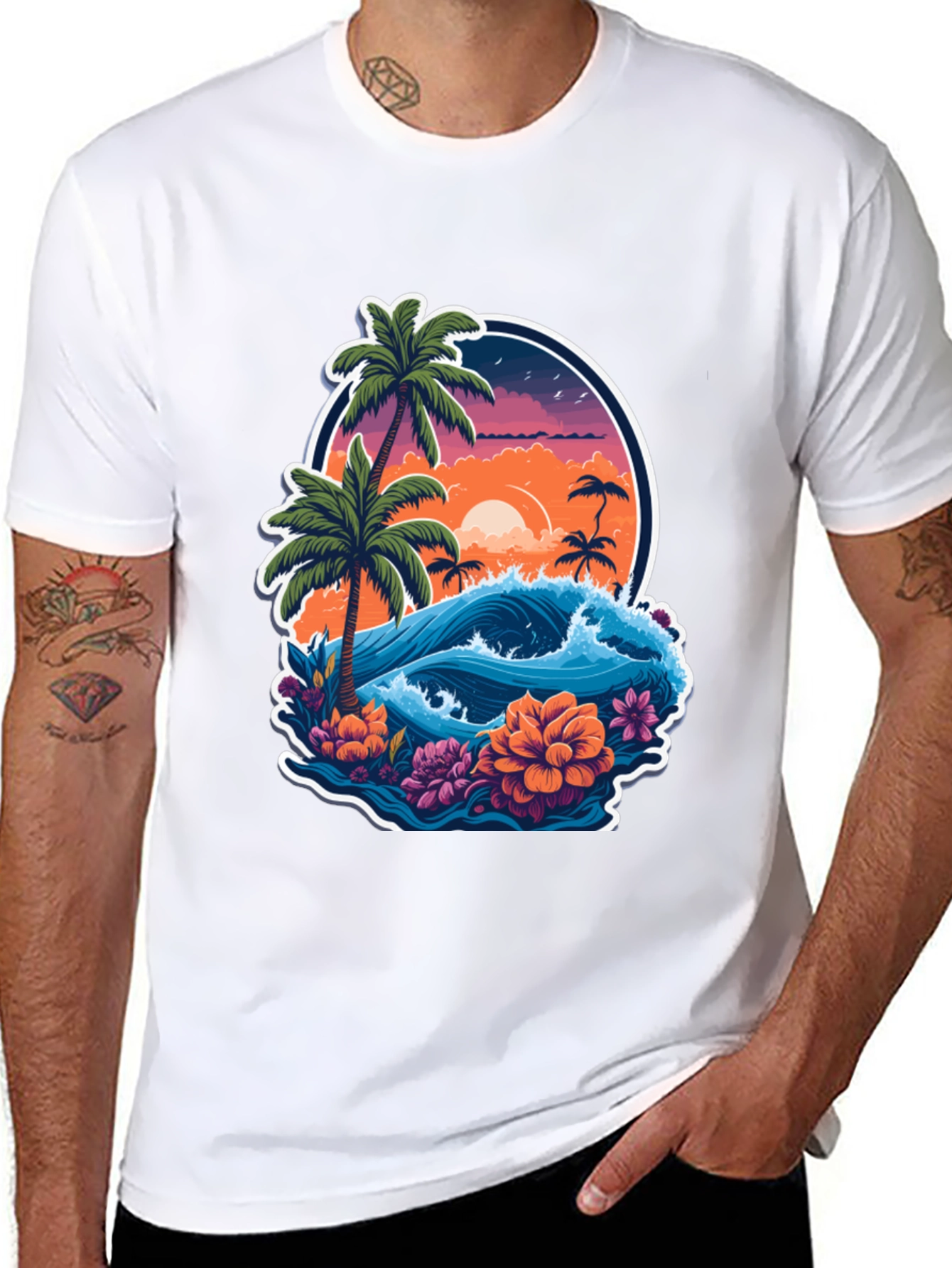 Tropical Sunset Graphic Tee - Island Vibes