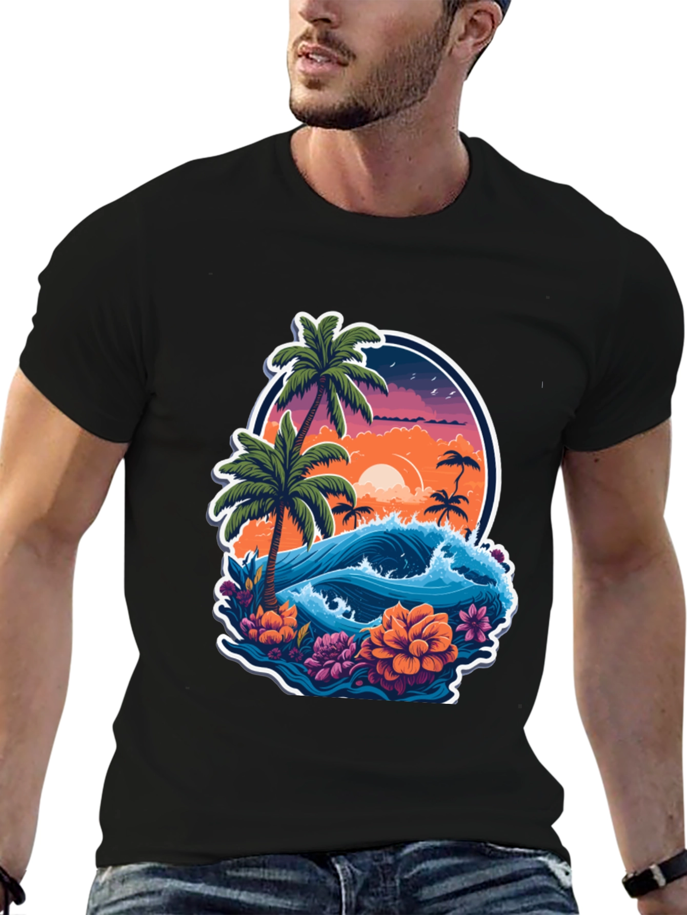 Tropical Sunset Graphic Tee - Island Vibes