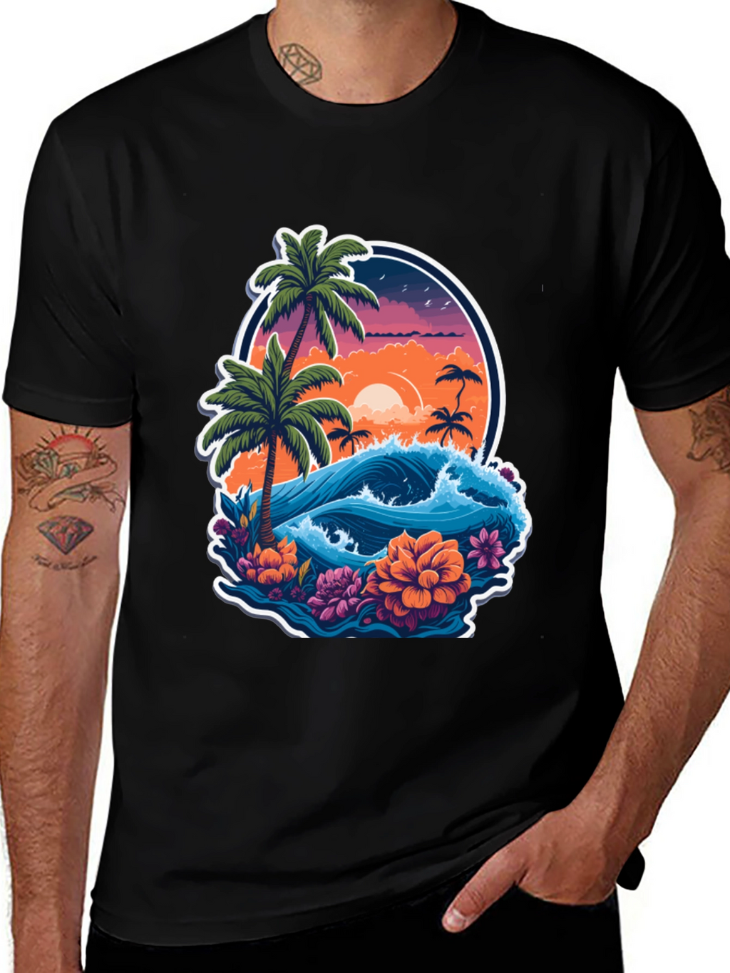 Tropical Sunset Graphic Tee - Island Vibes