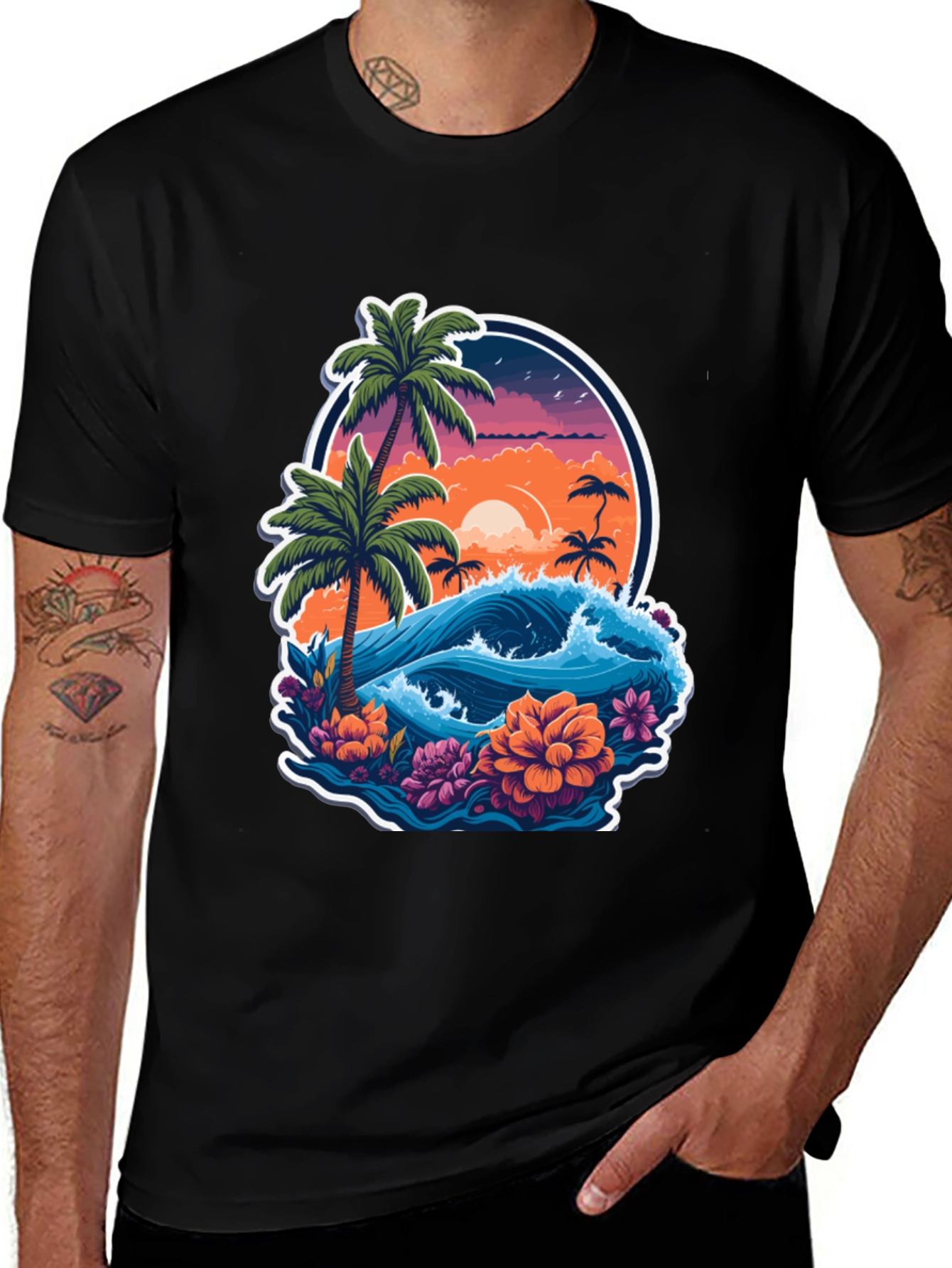 Tropical Sunset Graphic Tee - Island Vibes