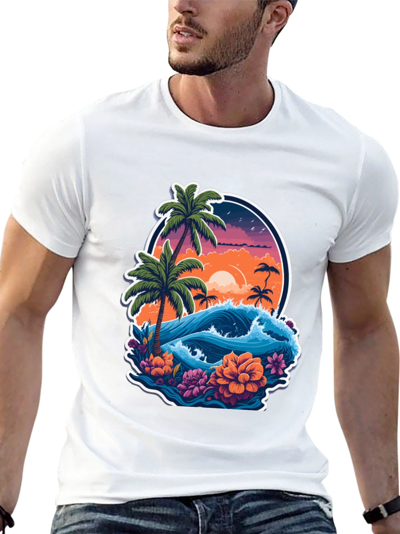 Tropical Sunset Graphic Tee - Island Vibes