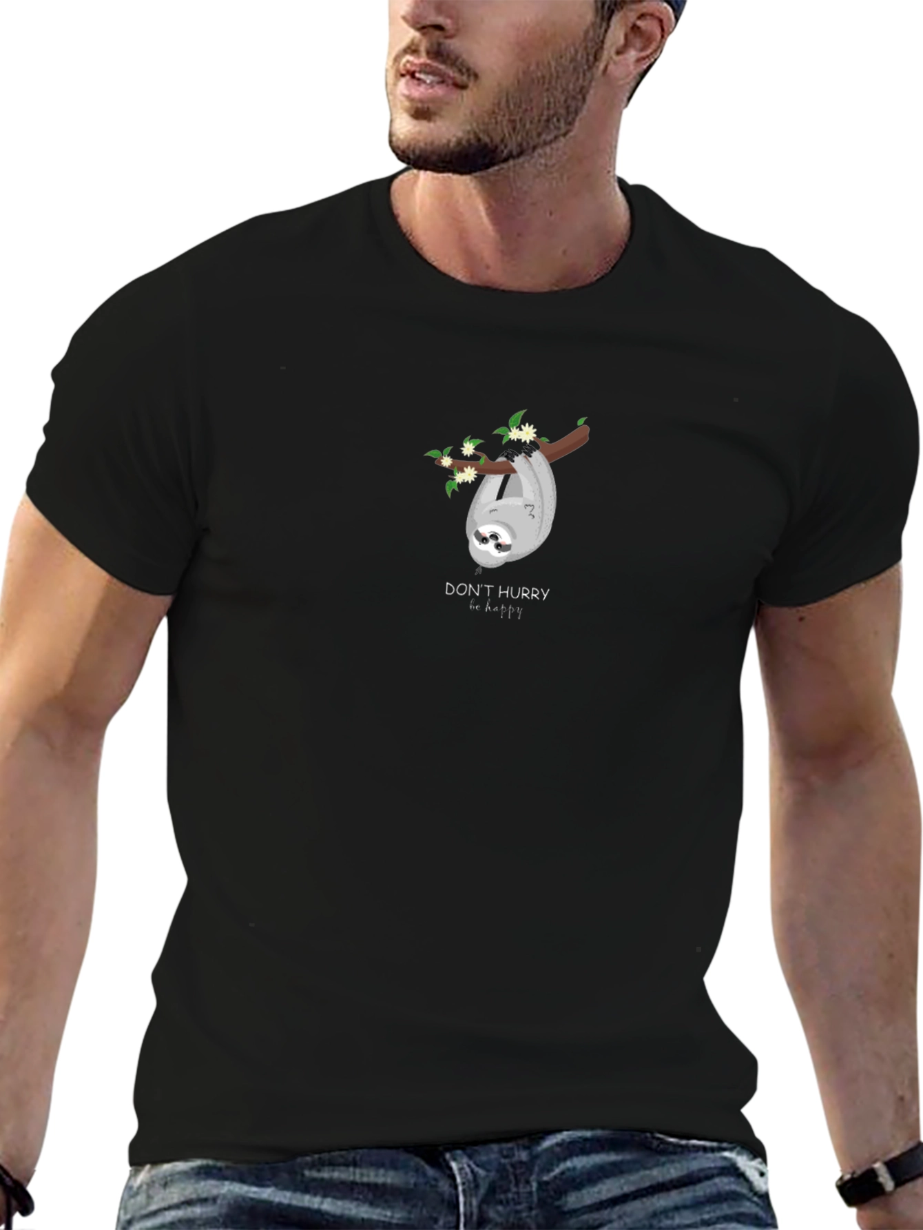 Sloth Graphic T-Shirt - Dont Hurry Be Happy