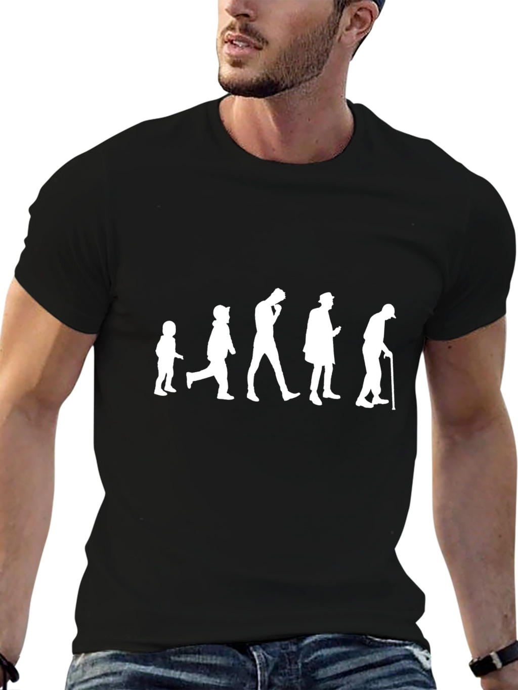Evolution of Man Black Graphic T-Shirt