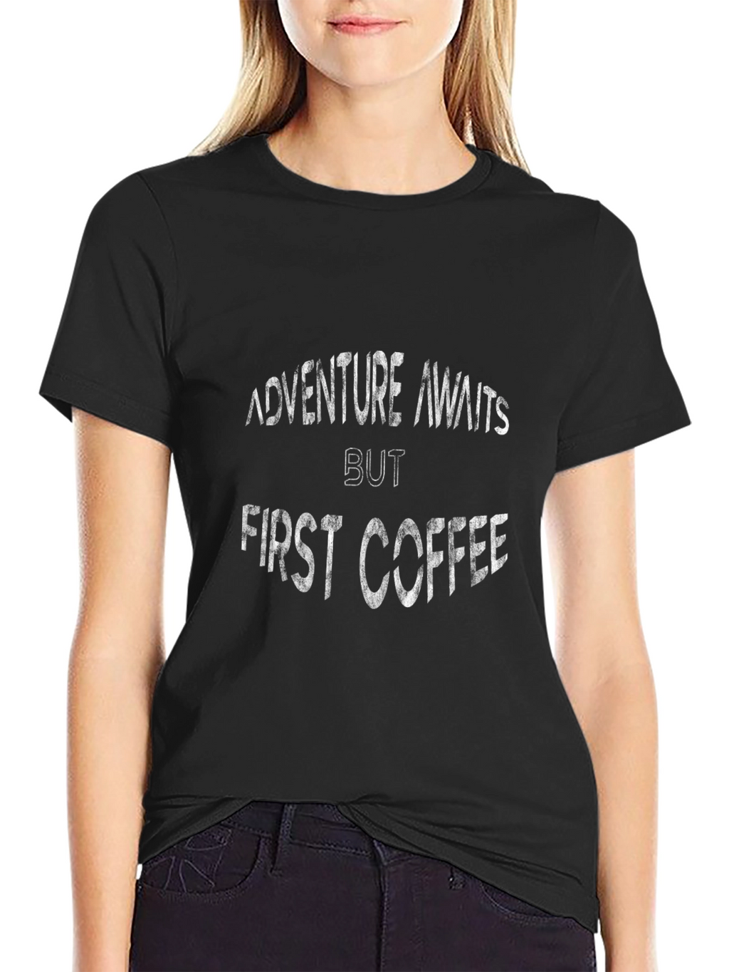 Adventure Awaits Coffee T-Shirt - Black