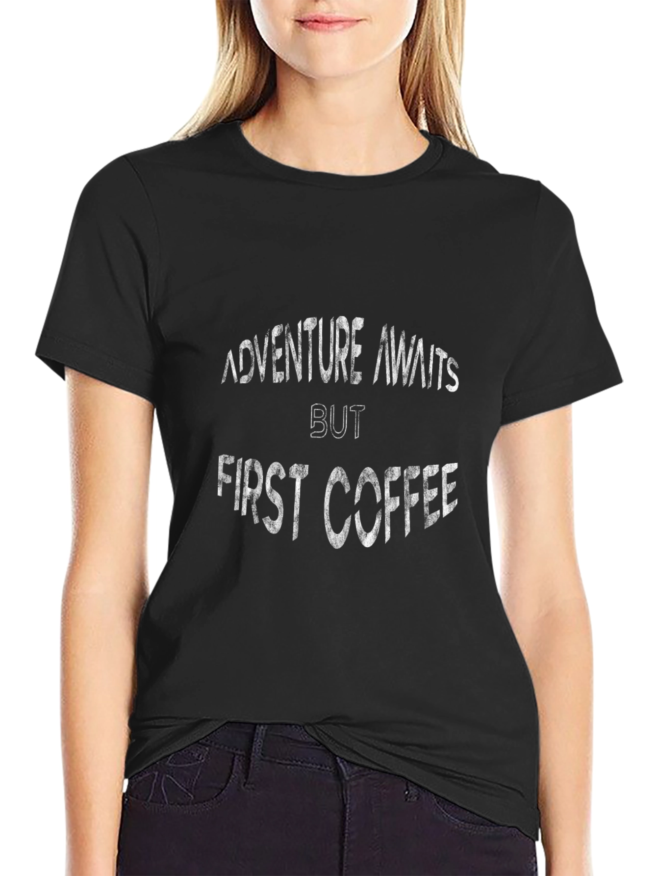 Adventure Awaits Coffee T-Shirt - Black