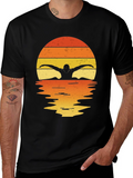 Swimmer Silhouette Sunset T-Shirt