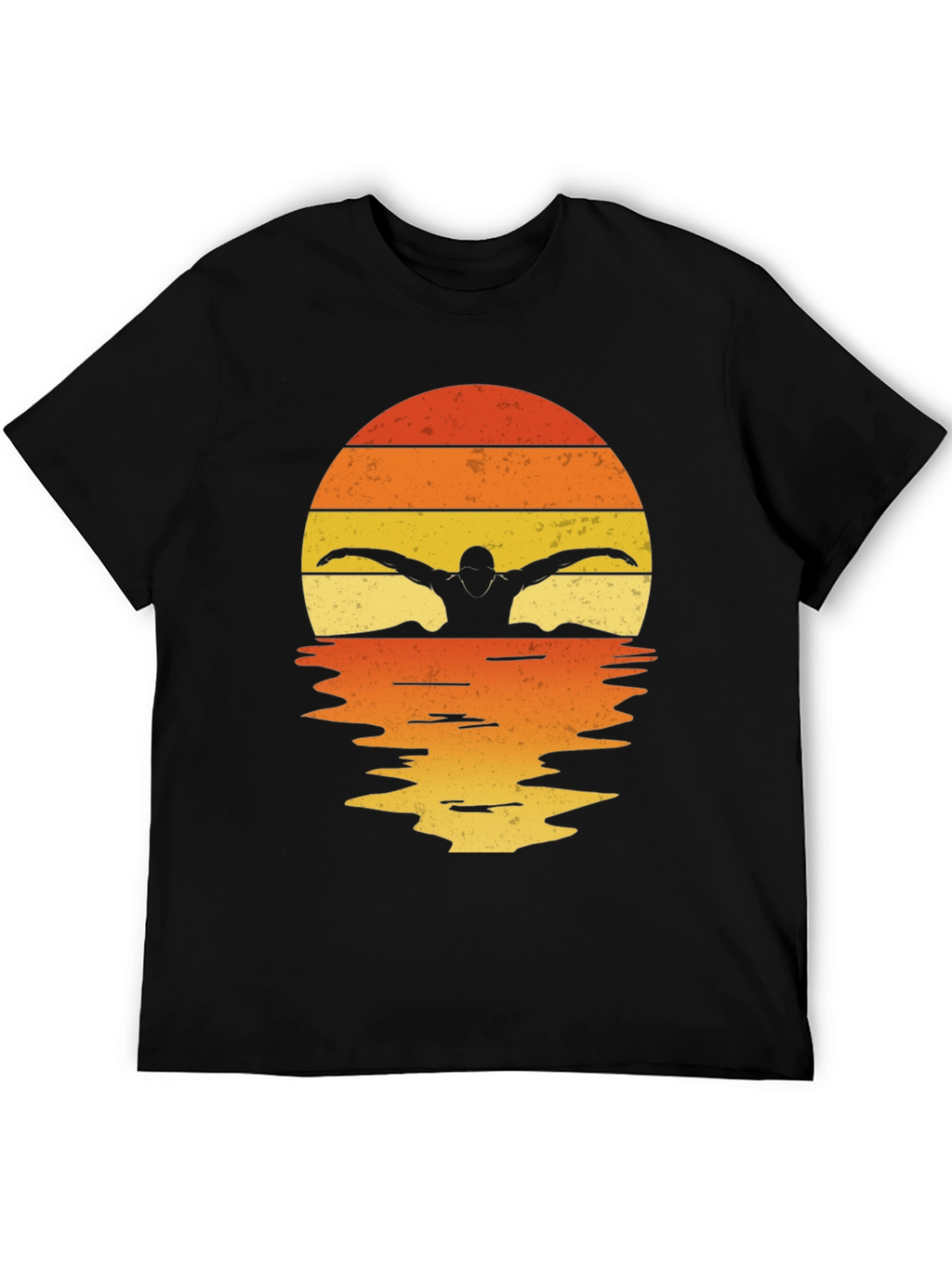 Swimmer Silhouette Sunset T-Shirt