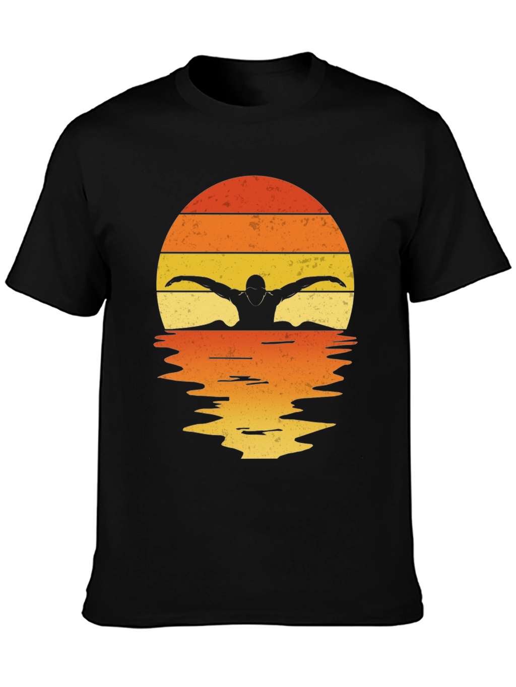 Swimmer Silhouette Sunset T-Shirt
