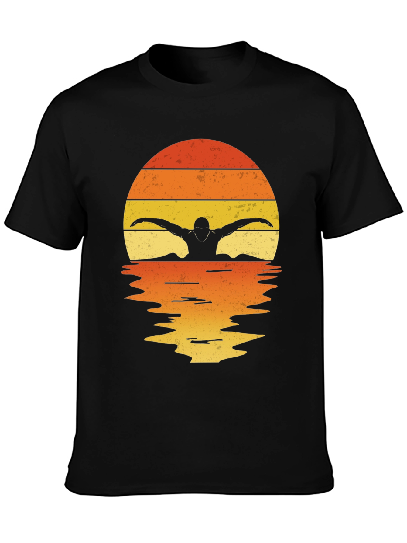 Swimmer Silhouette Sunset T-Shirt