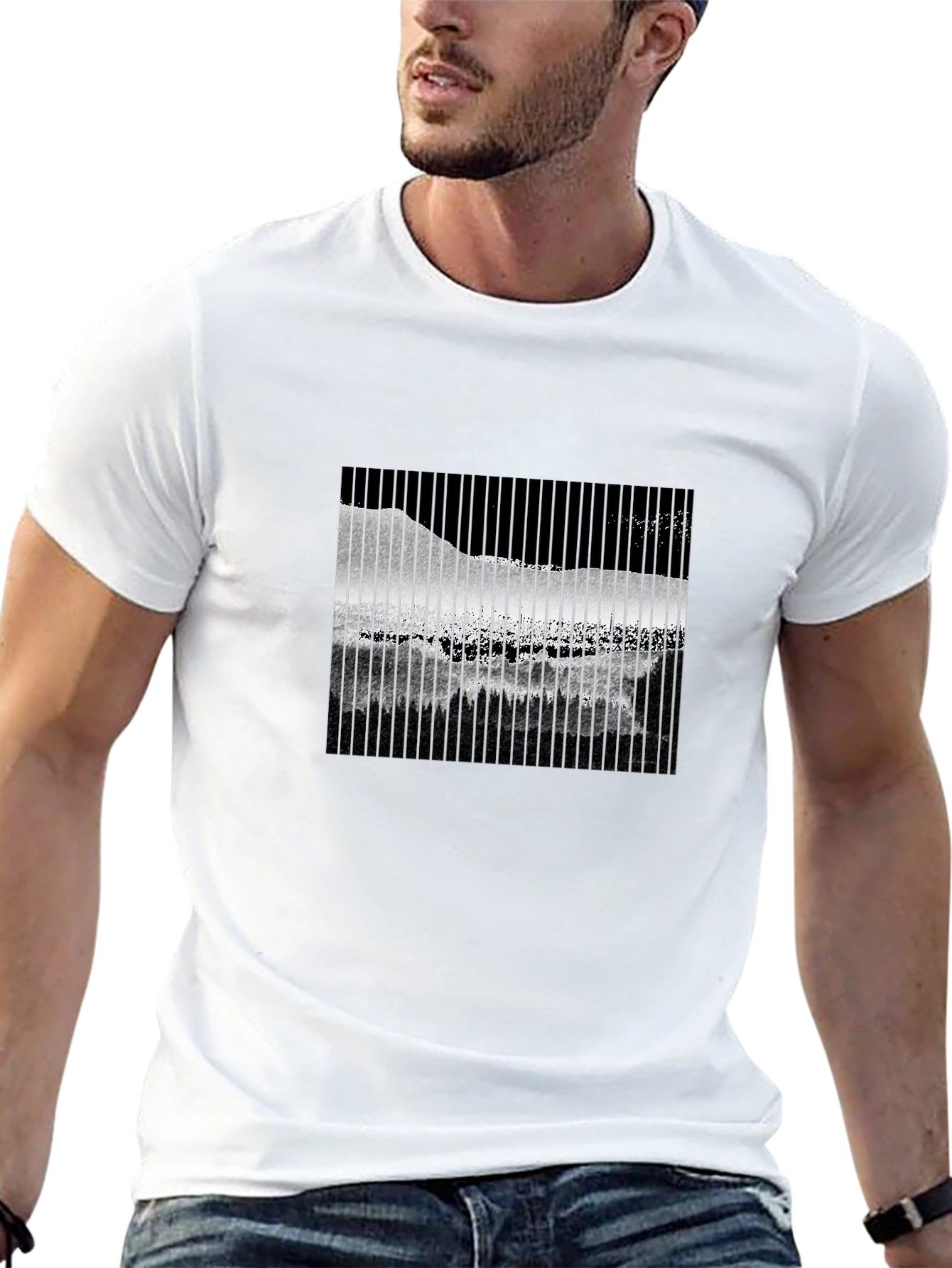 Abstract Mountain Scene Graphic Tee