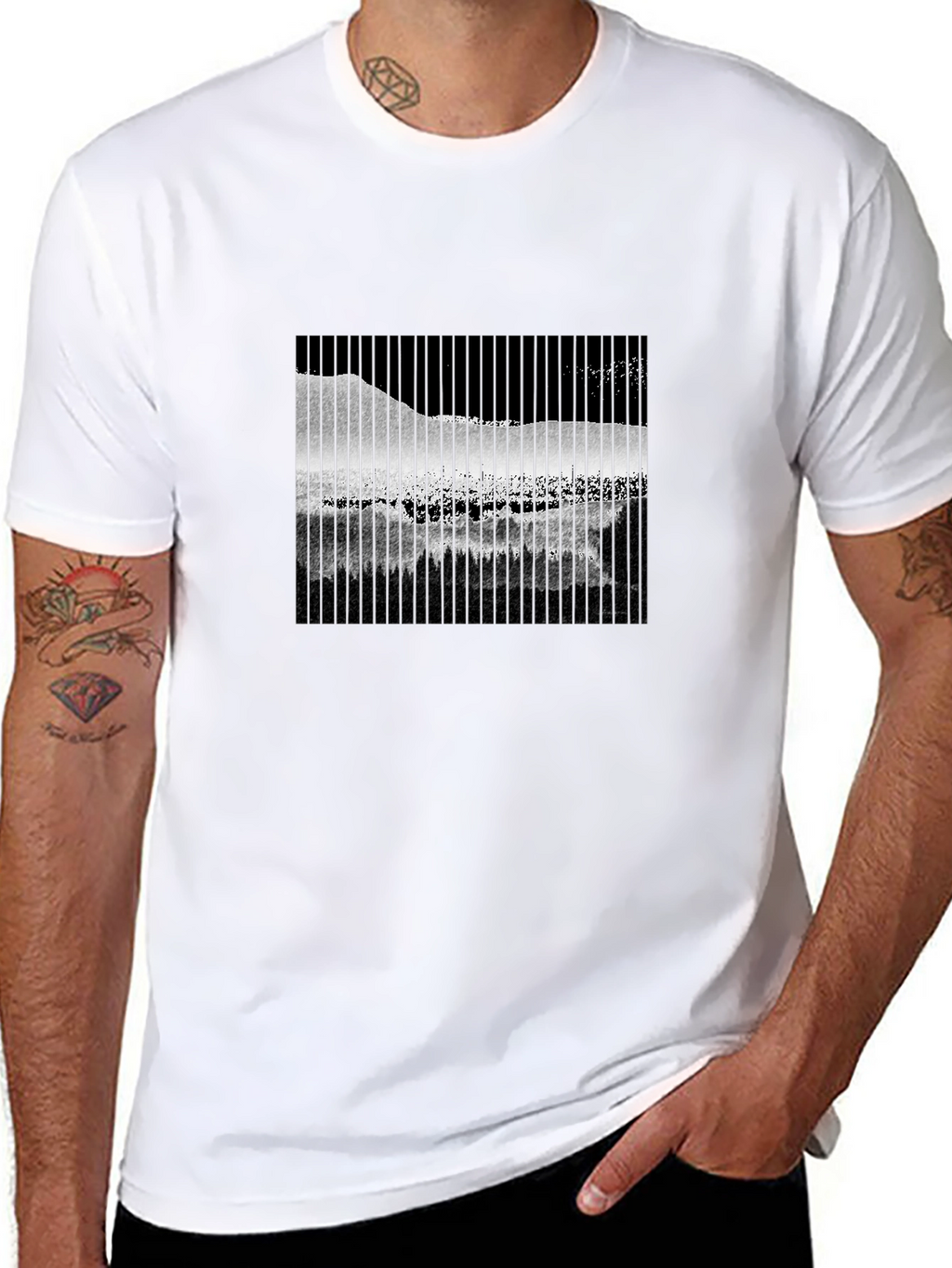 Abstract Mountain Scene Graphic Tee