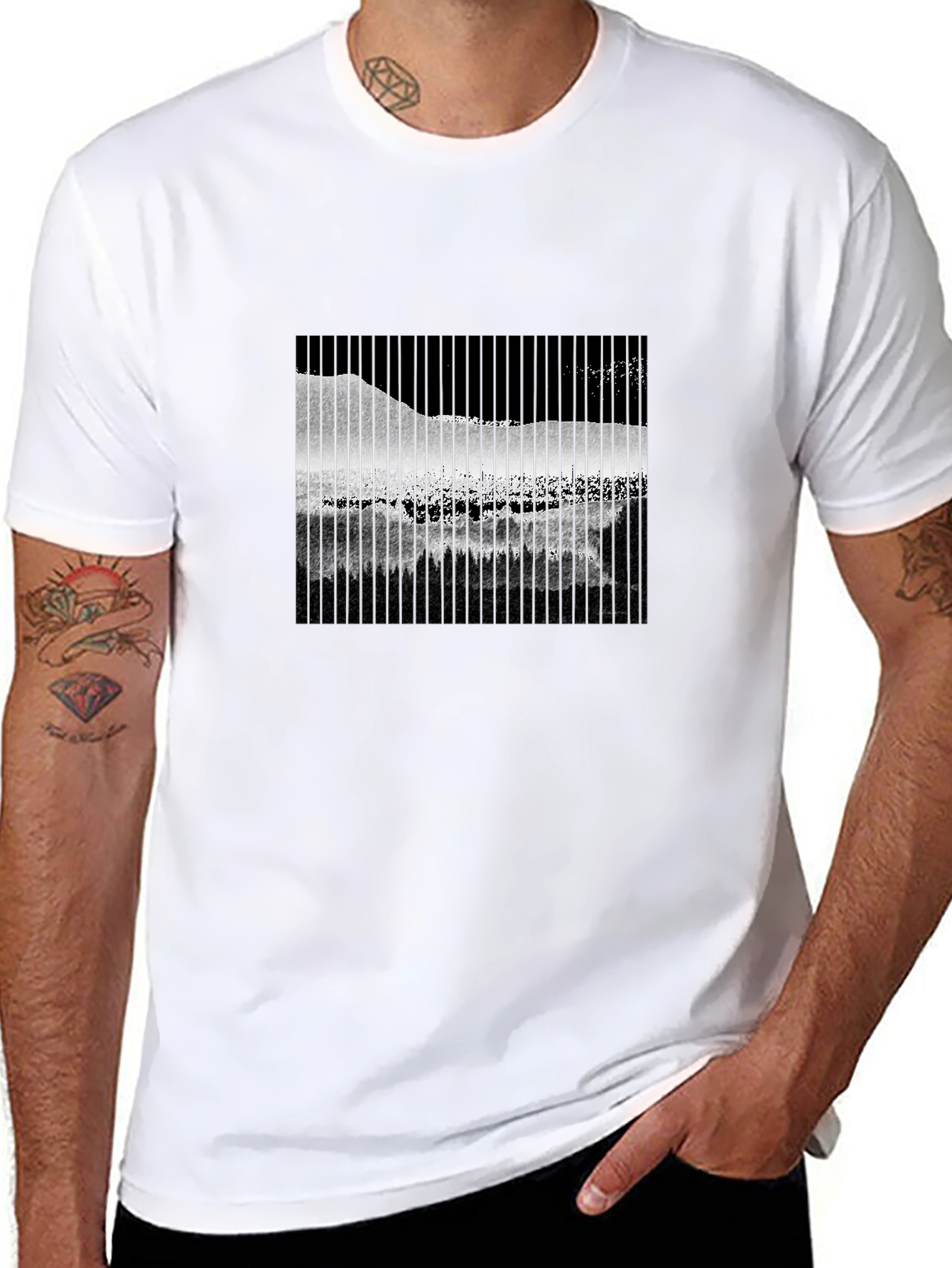 Abstract Mountain Scene Graphic Tee