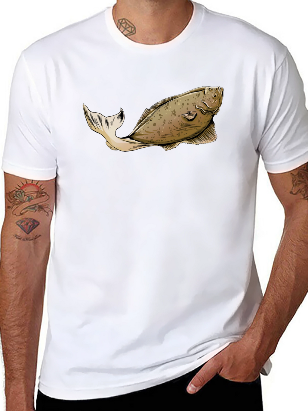 Flat Fish Graphic Tee - Novelty Humor Shirt