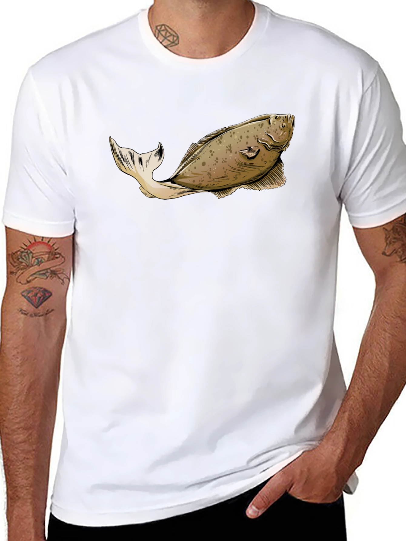 Flat Fish Graphic Tee - Novelty Humor Shirt
