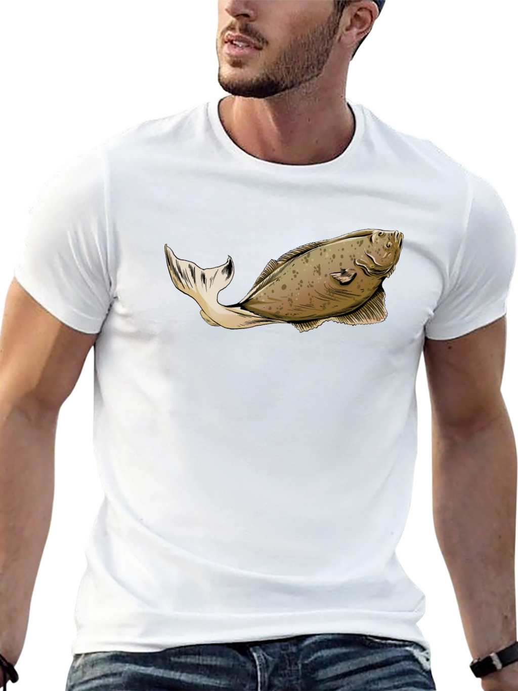Flat Fish Graphic Tee - Novelty Humor Shirt