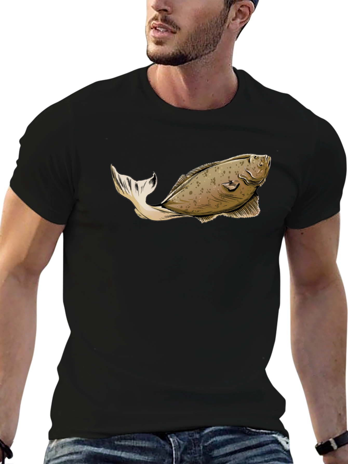 Flat Fish Graphic Tee - Novelty Humor Shirt