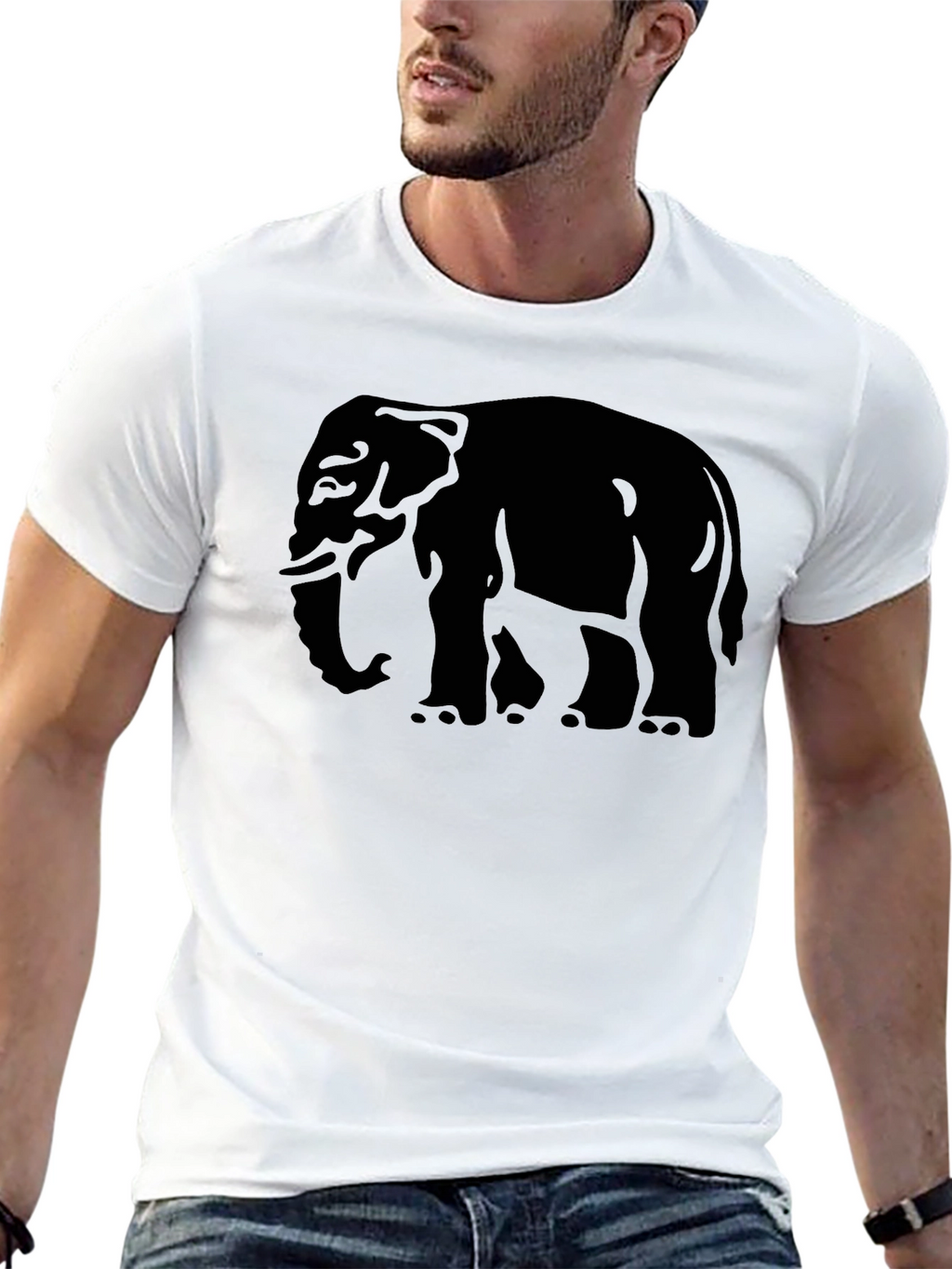 Elephant Graphic Tee - Mens Black Cotton T-Shirt