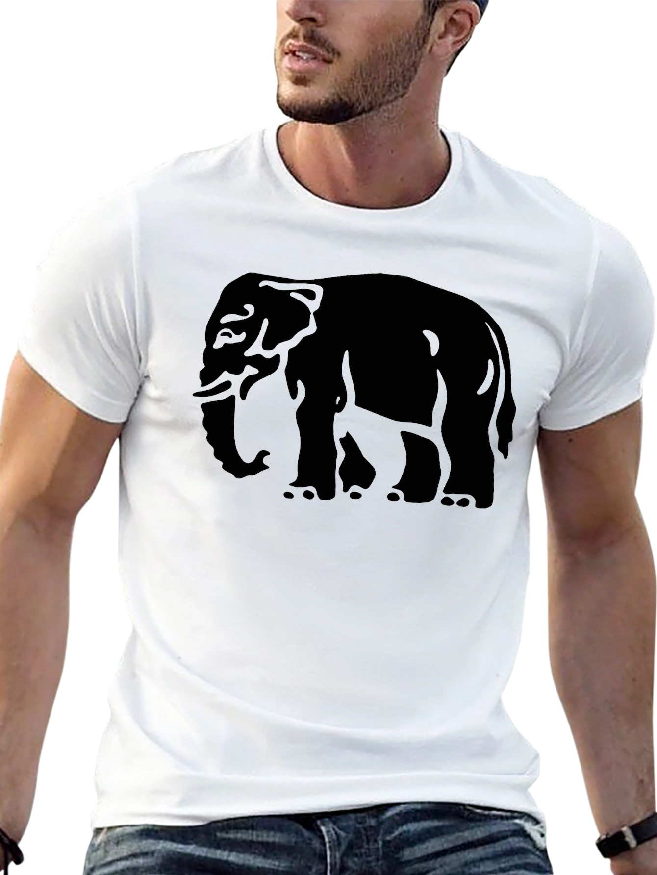Elephant Graphic Tee - Mens Black Cotton T-Shirt