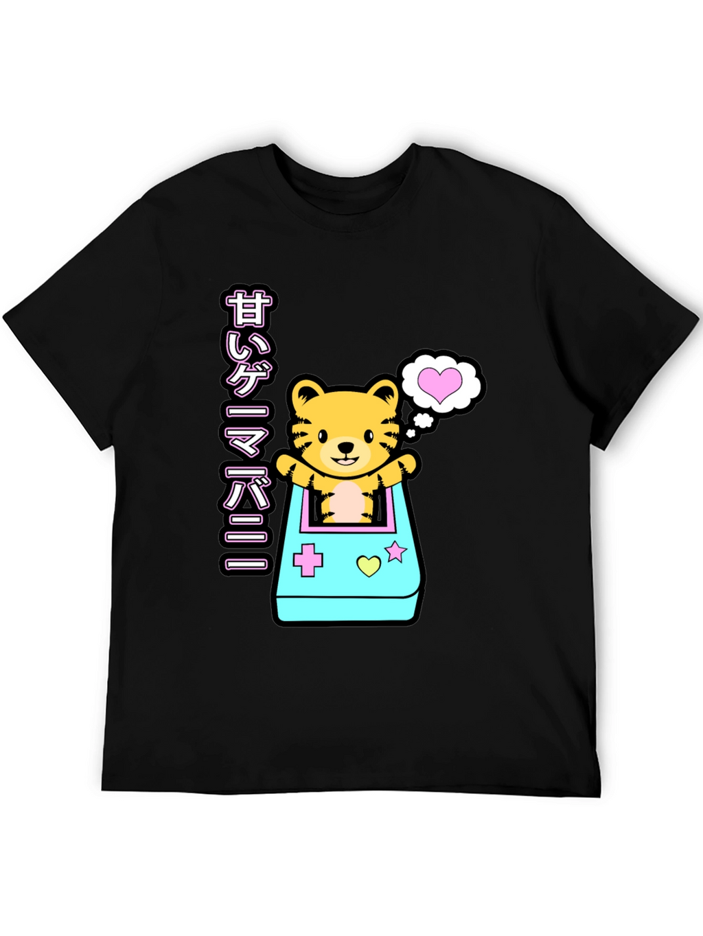 Kawaii Game Tiger Black T-Shirt