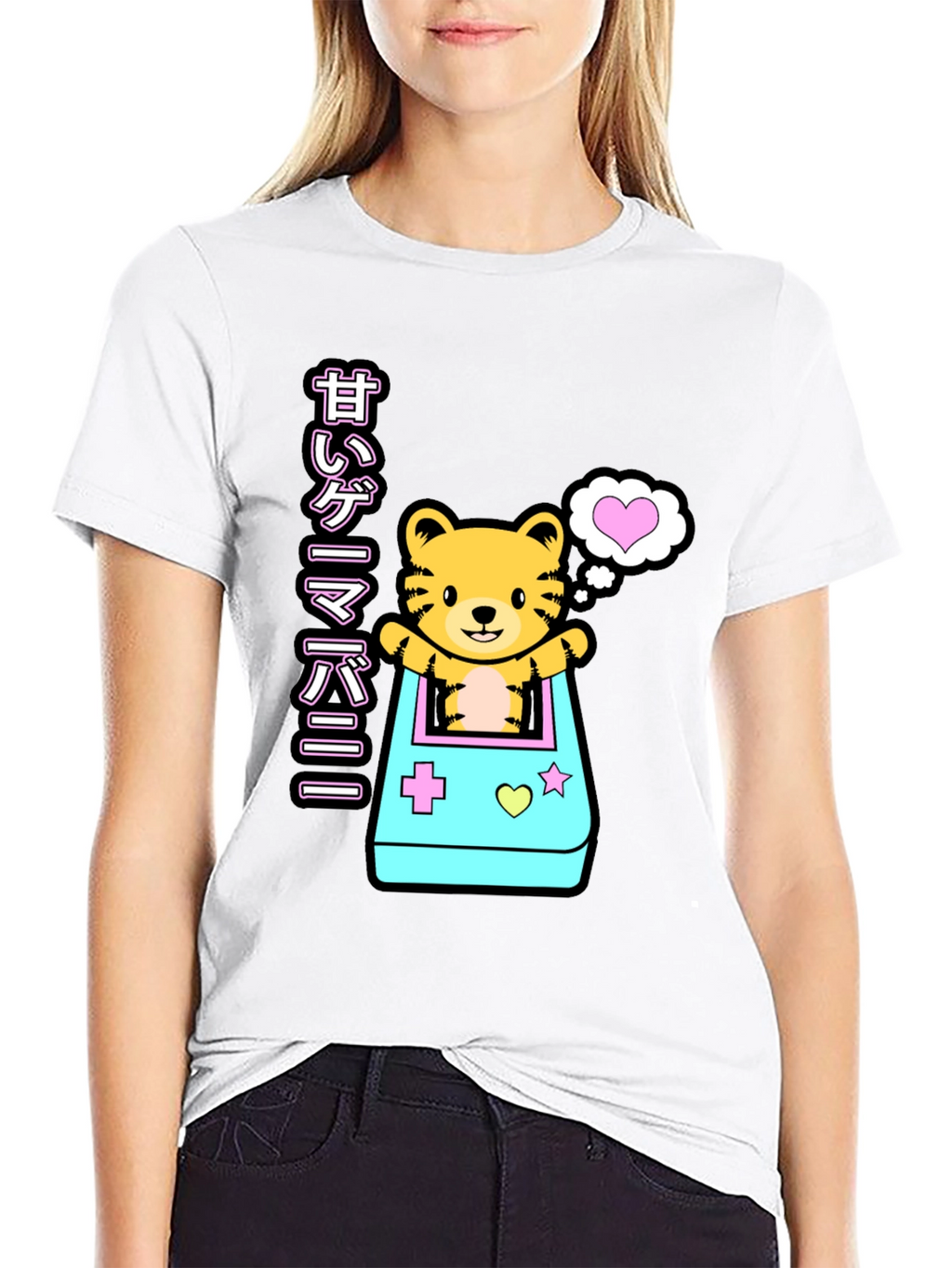 Kawaii Game Tiger Black T-Shirt