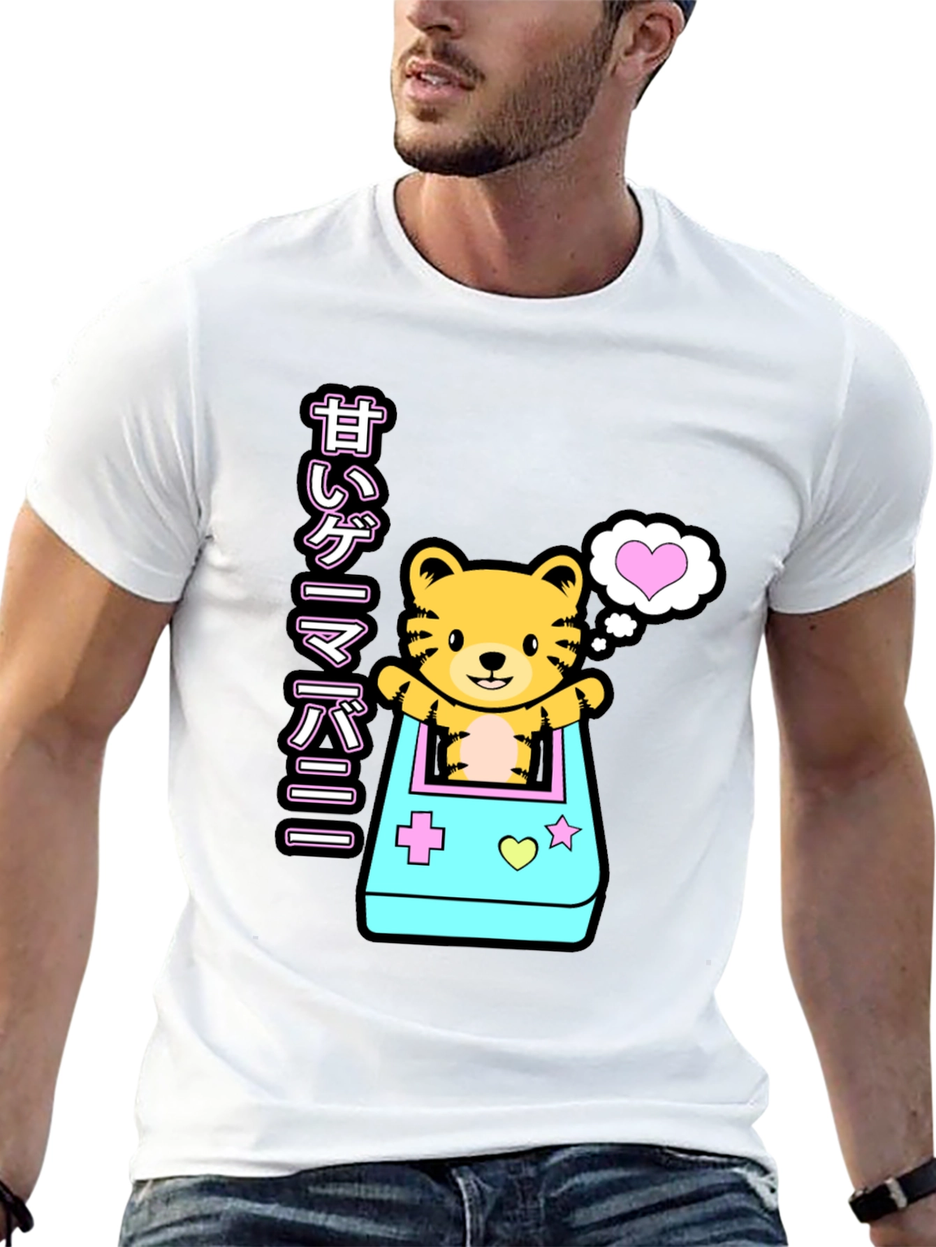 Kawaii Game Tiger Black T-Shirt