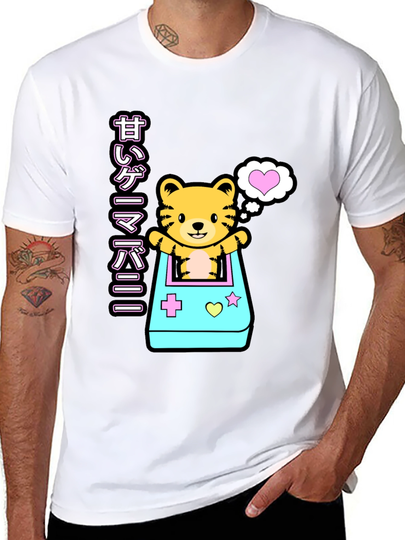 Kawaii Game Tiger Black T-Shirt