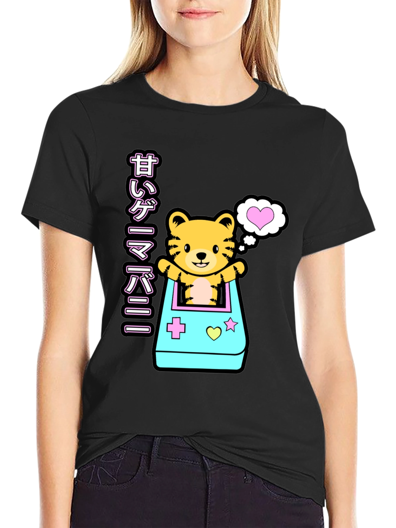 Kawaii Game Tiger Black T-Shirt
