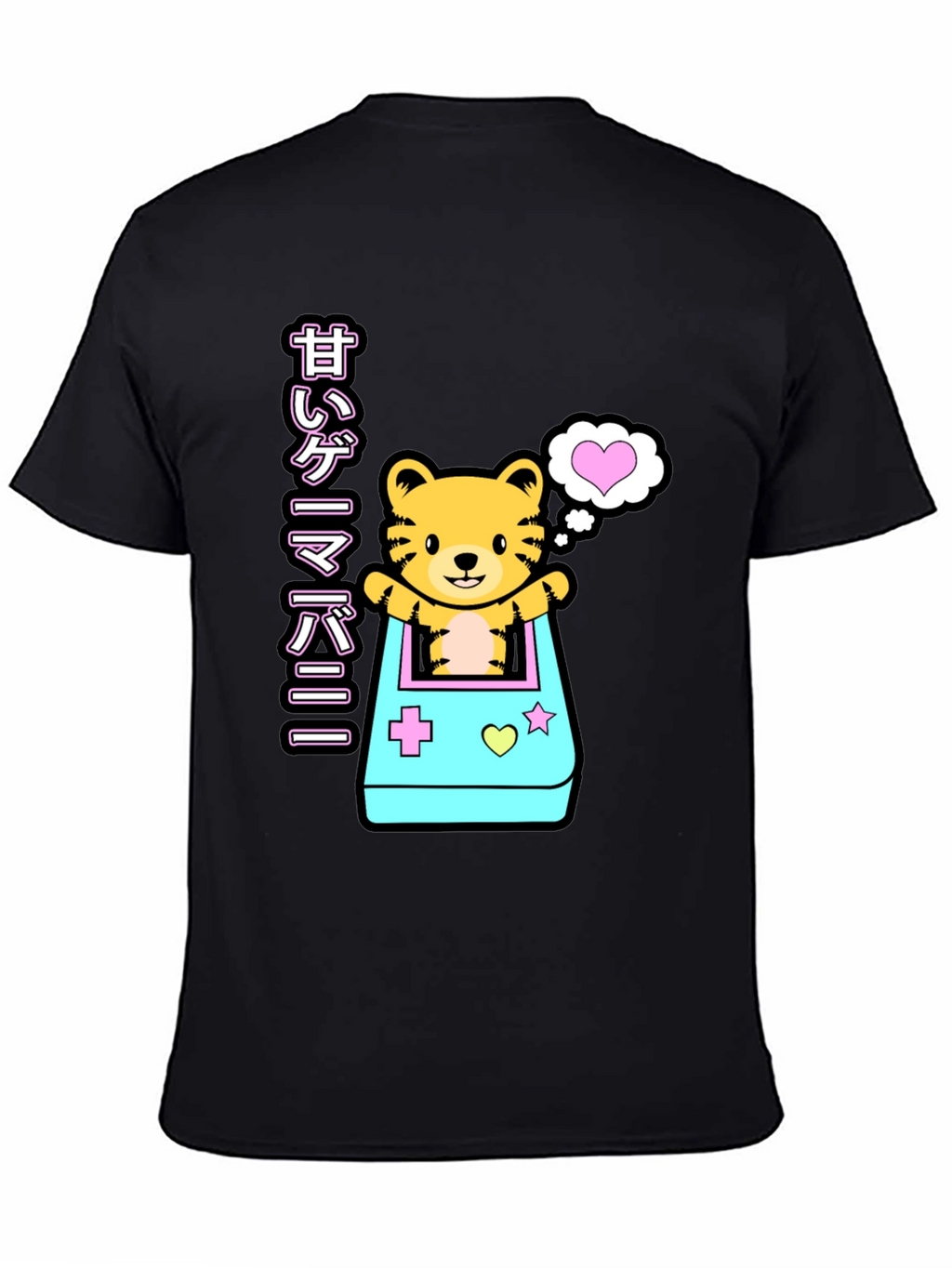 Kawaii Game Tiger Black T-Shirt