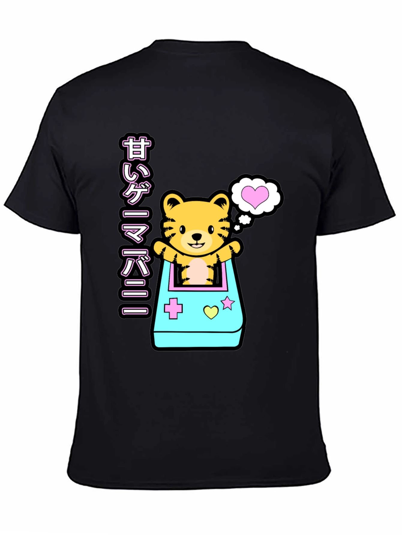 Kawaii Game Tiger Black T-Shirt