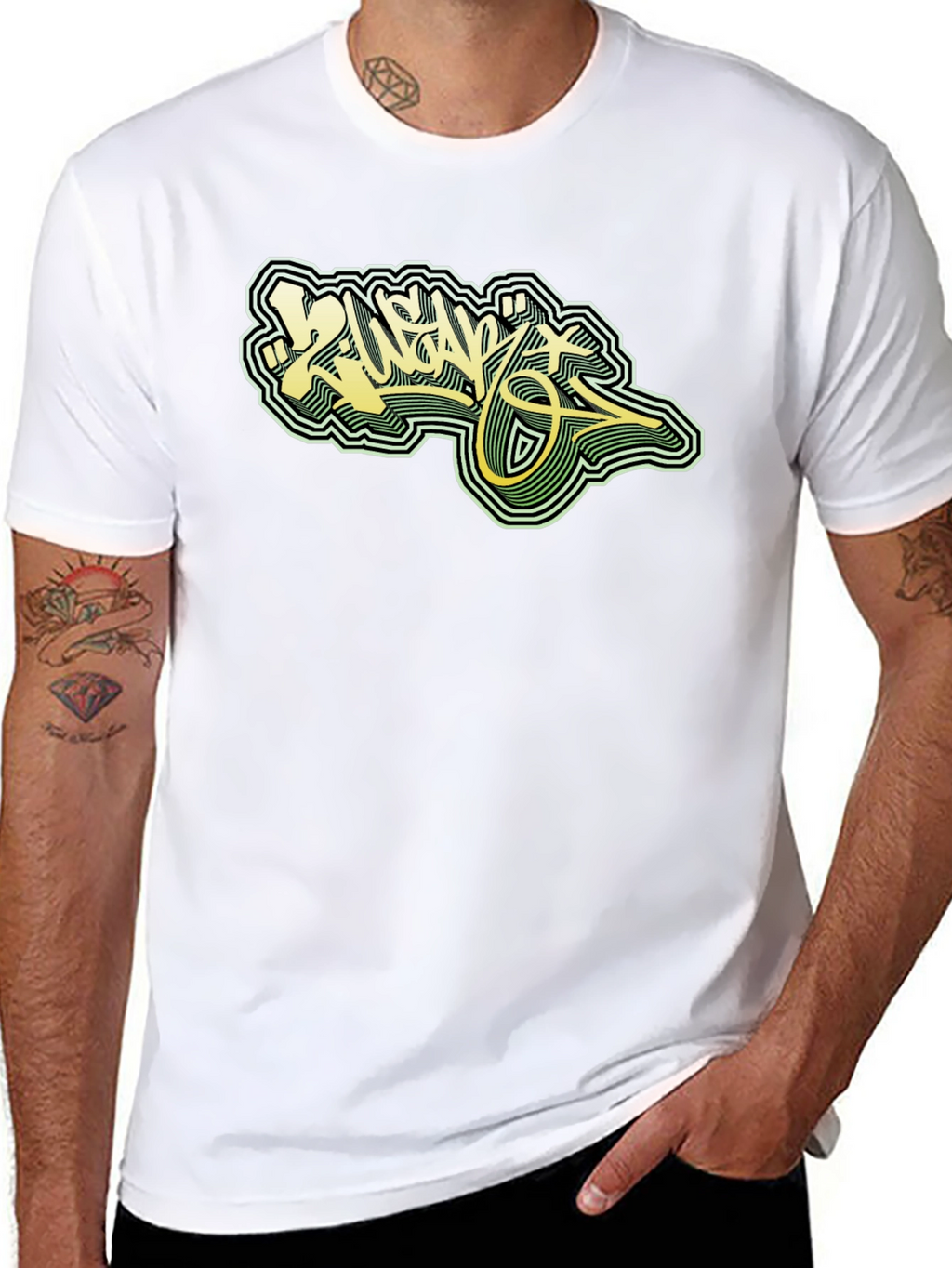 Cool Graphic Tee - Black T-Shirt with Graffiti Design