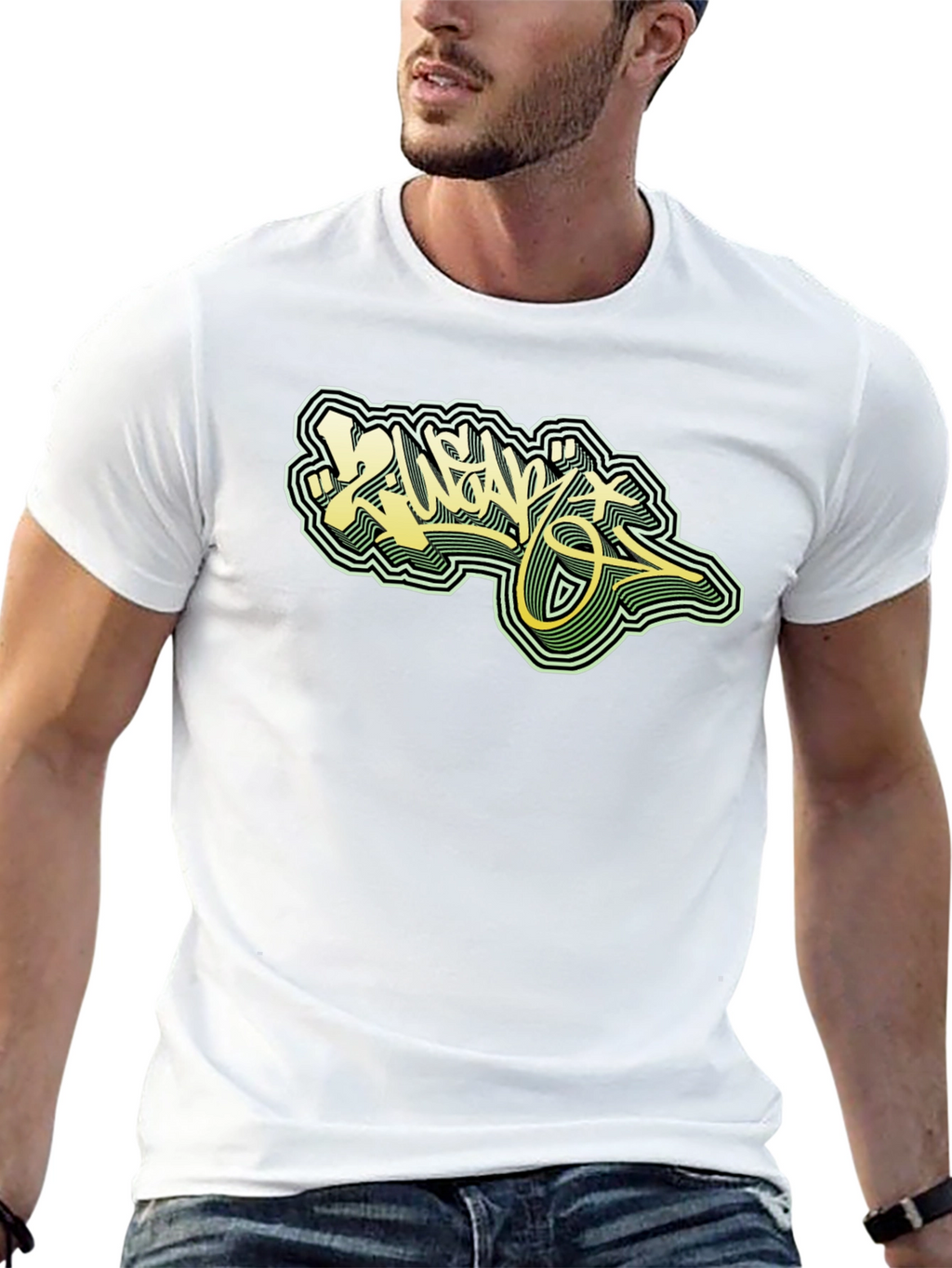 Cool Graphic Tee - Black T-Shirt with Graffiti Design