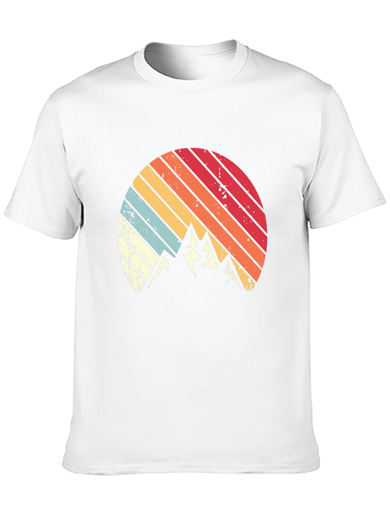 Retro Mountain Sunset Graphic Tee - Black Cotton Blend