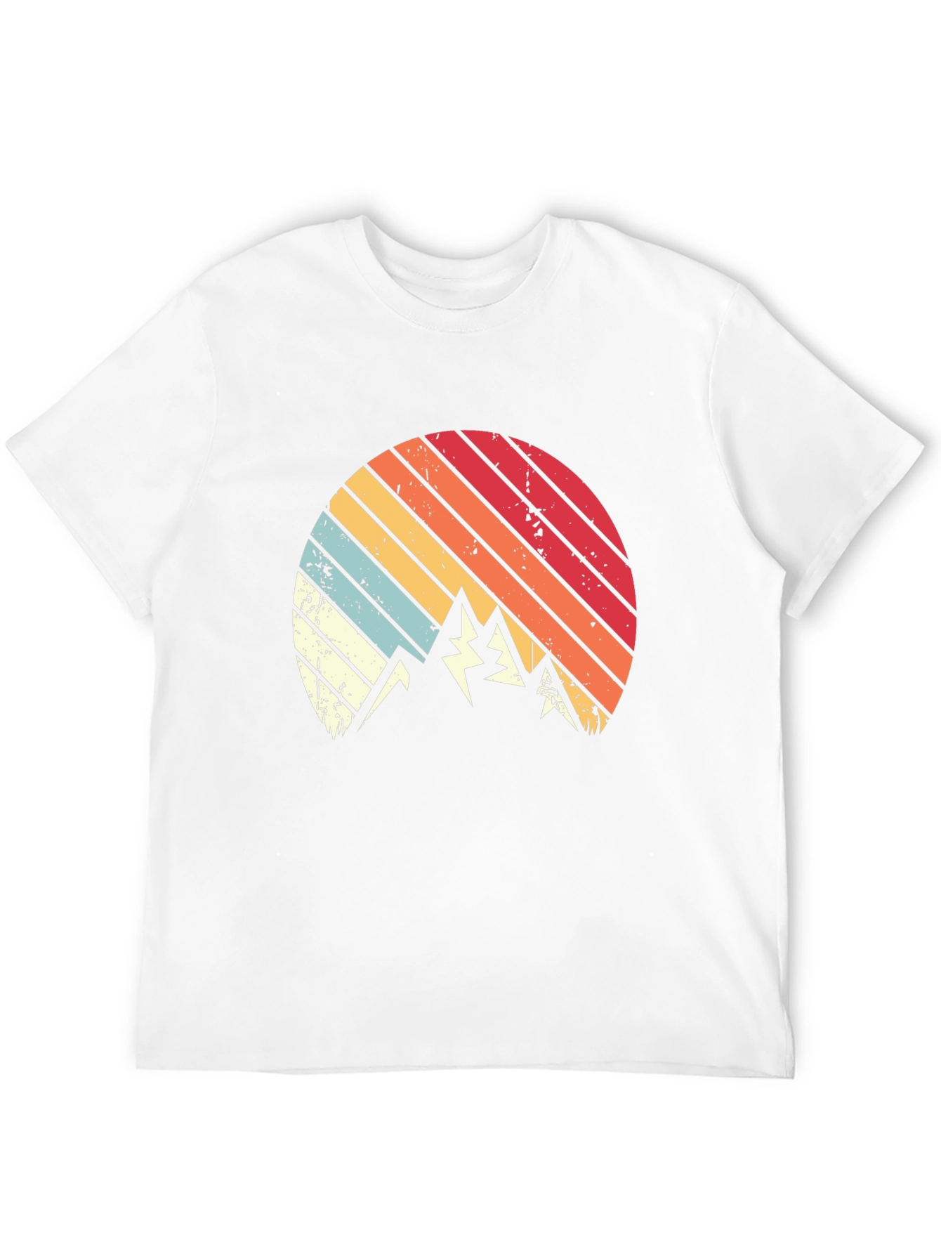 Retro Mountain Sunset Graphic Tee - Black Cotton Blend
