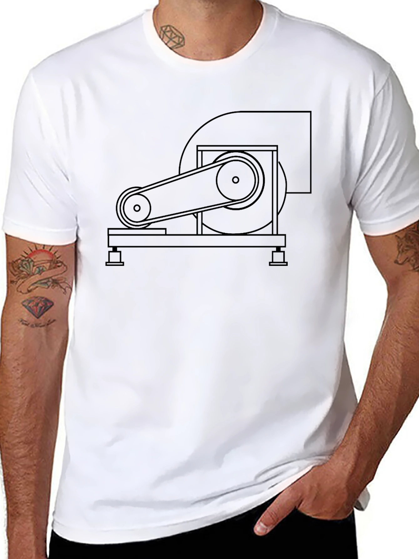 Industrial Fan Graphic Tee - Cool Mechanical Design