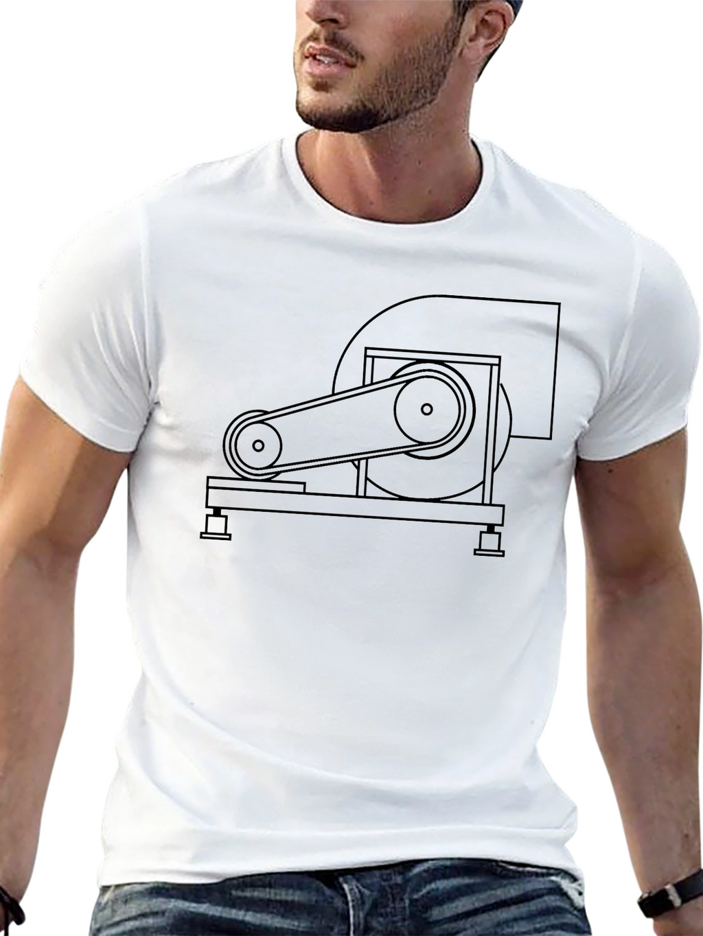 Industrial Fan Graphic Tee - Cool Mechanical Design