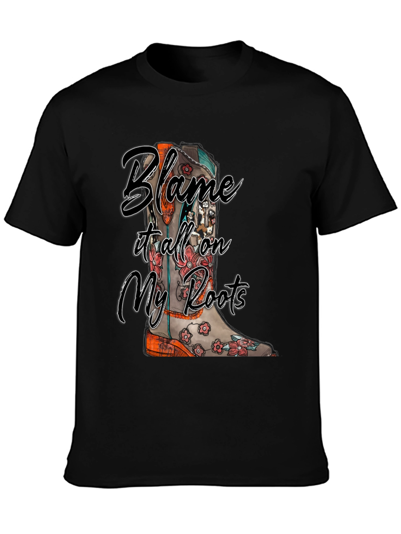 Blame It All On My Roots Black Graphic Tee